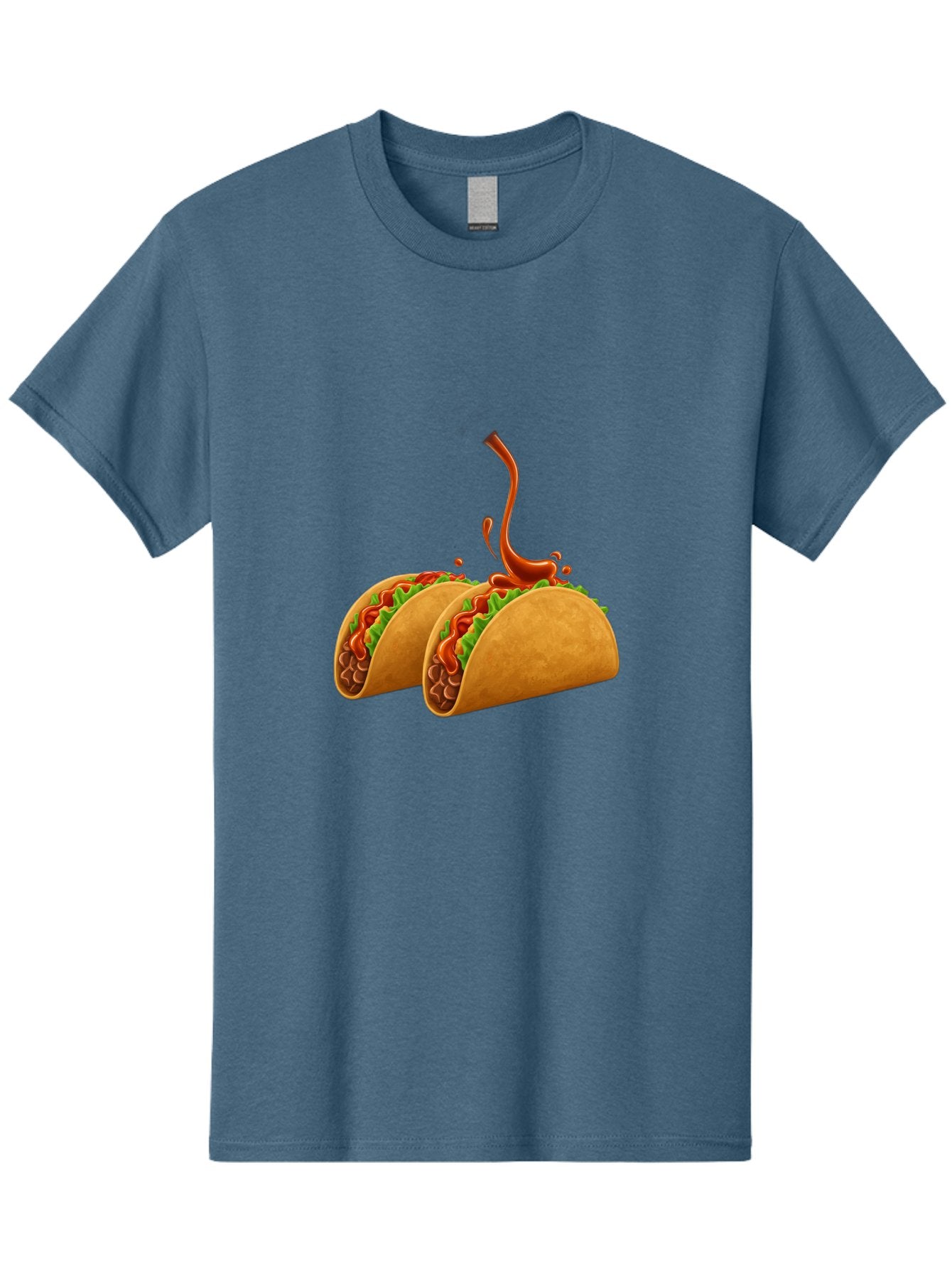 Tacos-With-Hot-Sauce Men'S Graphic Tee, 100% Cotton, Comfortable Casual Summer Wear, Machine Washable, Tacos With Lettuce, Salsa Splashing, Mexican Food, Fast Food, Taco Graphics, Vibrant Red Sauce, Crunchy Tacos, Fresh Lettuce, Salsa Splash Bab488