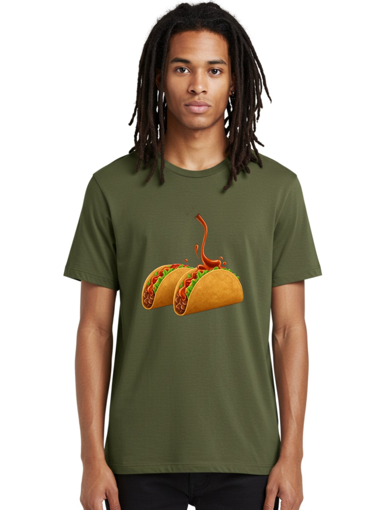 Tacos-With-Hot-Sauce Men'S Graphic Tee, 100% Cotton, Comfortable Casual Summer Wear, Machine Washable, Tacos With Lettuce, Salsa Splashing, Mexican Food, Fast Food, Taco Graphics, Vibrant Red Sauce, Crunchy Tacos, Fresh Lettuce, Salsa Splash Bab488 22