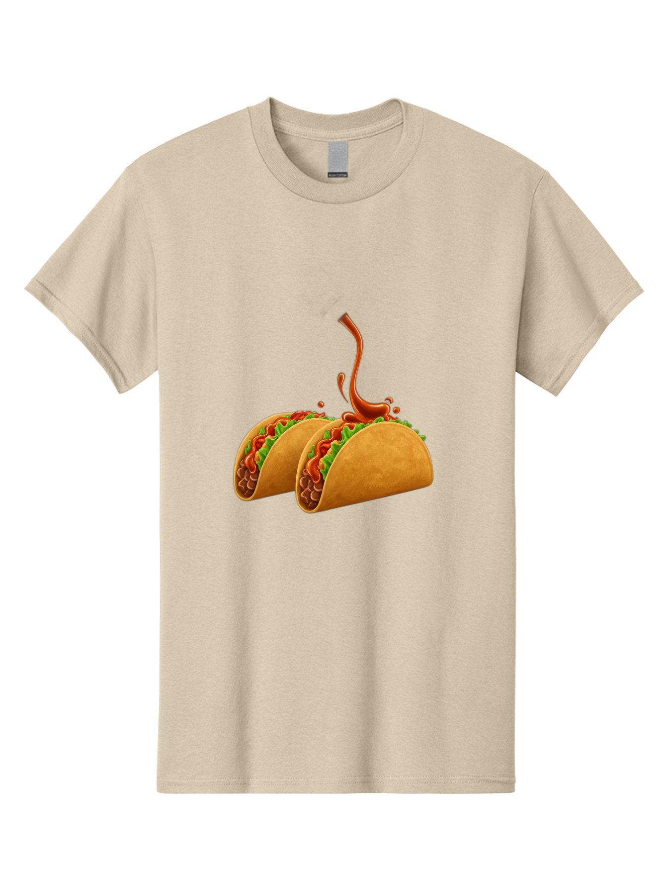 Tacos-With-Hot-Sauce Men'S Graphic Tee, 100% Cotton, Comfortable Casual Summer Wear, Machine Washable, Tacos With Lettuce, Salsa Splashing, Mexican Food, Fast Food, Taco Graphics, Vibrant Red Sauce, Crunchy Tacos, Fresh Lettuce, Salsa Splash Bab488 5