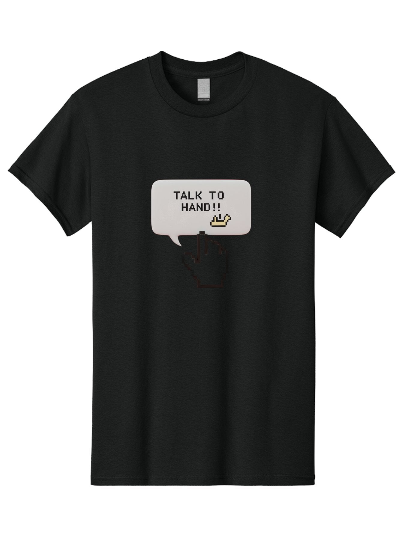 Talk-To-Hand Men'S Graphic Tee, 100% Cotton, Comfortable Casual Summer Wear, Machine Washable, Talk To Hand, Pixel Art, Greeting Card, Waving Hand, User Interface, Retro Style, Chat Bubble, Hand Icon, Hand Gesture, 90S Nostalgia Bab489 11
