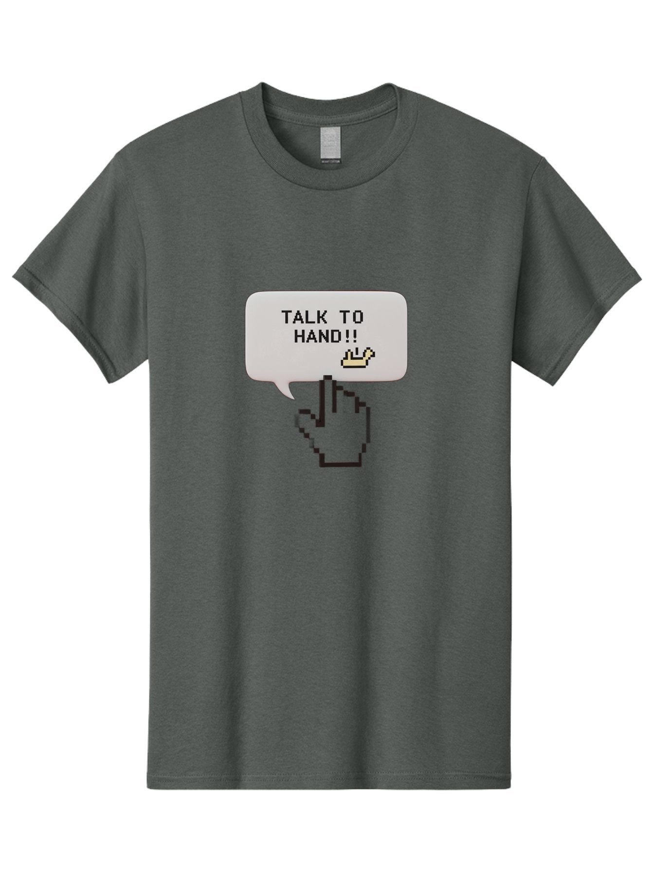Talk-To-Hand Men'S Graphic Tee, 100% Cotton, Comfortable Casual Summer Wear, Machine Washable, Talk To Hand, Pixel Art, Greeting Card, Waving Hand, User Interface, Retro Style, Chat Bubble, Hand Icon, Hand Gesture, 90S Nostalgia Bab489