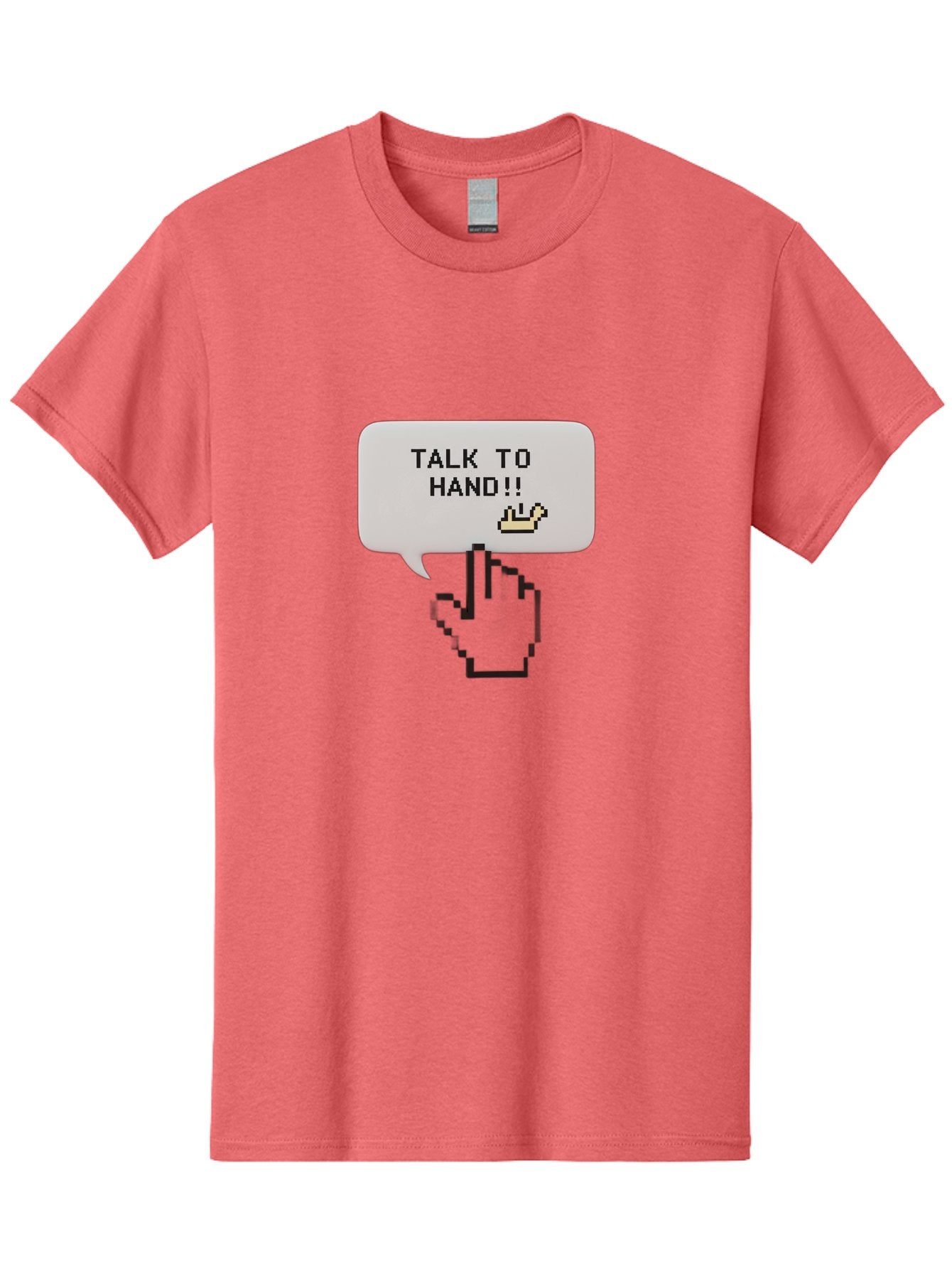 Talk-To-Hand Men'S Graphic Tee, 100% Cotton, Comfortable Casual Summer Wear, Machine Washable, Talk To Hand, Pixel Art, Greeting Card, Waving Hand, User Interface, Retro Style, Chat Bubble, Hand Icon, Hand Gesture, 90S Nostalgia Bab489 3
