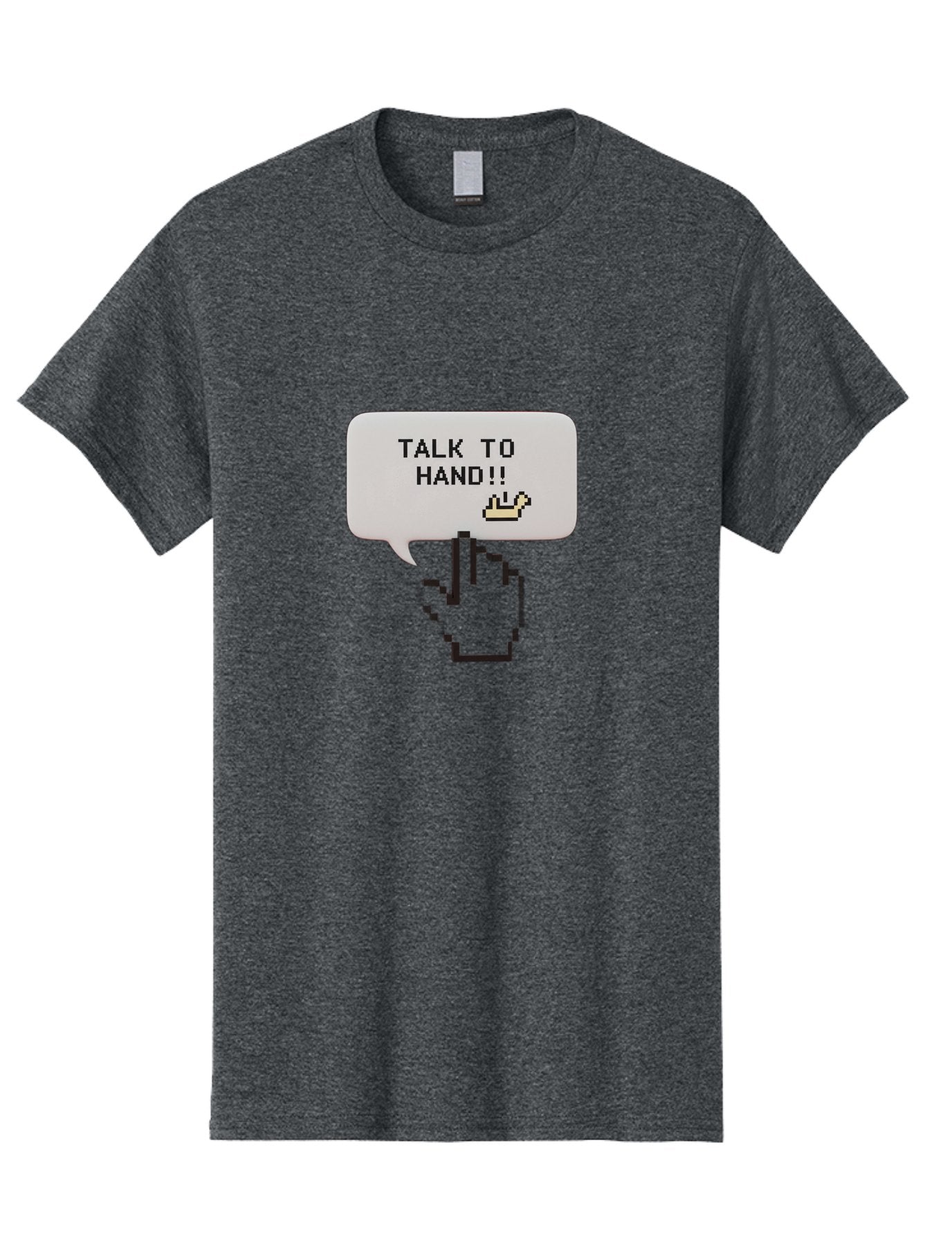 Talk-To-Hand Men'S Graphic Tee, 100% Cotton, Comfortable Casual Summer Wear, Machine Washable, Talk To Hand, Pixel Art, Greeting Card, Waving Hand, User Interface, Retro Style, Chat Bubble, Hand Icon, Hand Gesture, 90S Nostalgia Bab489 7
