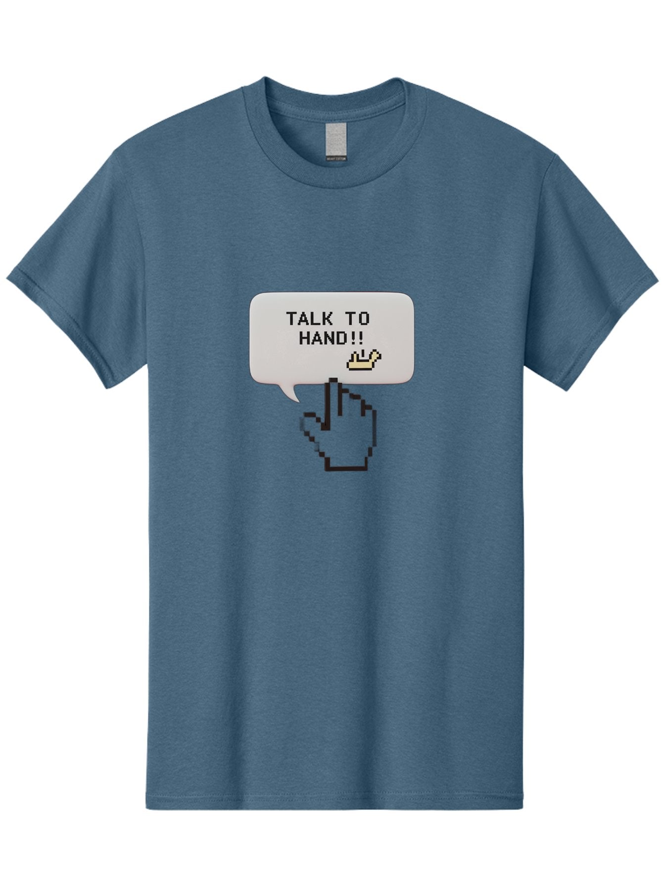 Talk-To-Hand Men'S Graphic Tee, 100% Cotton, Comfortable Casual Summer Wear, Machine Washable, Talk To Hand, Pixel Art, Greeting Card, Waving Hand, User Interface, Retro Style, Chat Bubble, Hand Icon, Hand Gesture, 90S Nostalgia Bab489 12