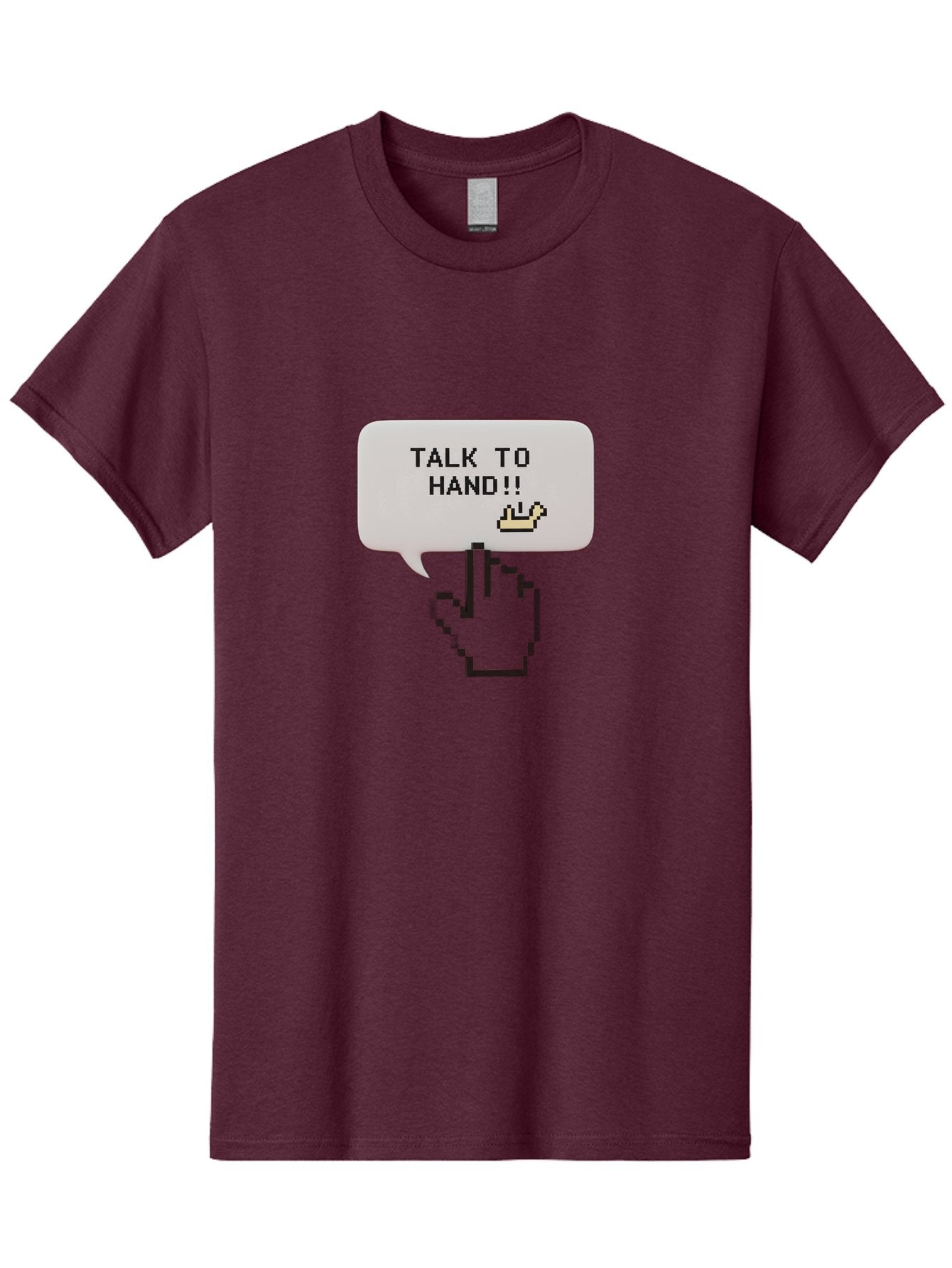 Talk-To-Hand Men'S Graphic Tee, 100% Cotton, Comfortable Casual Summer Wear, Machine Washable, Talk To Hand, Pixel Art, Greeting Card, Waving Hand, User Interface, Retro Style, Chat Bubble, Hand Icon, Hand Gesture, 90S Nostalgia Bab489 10