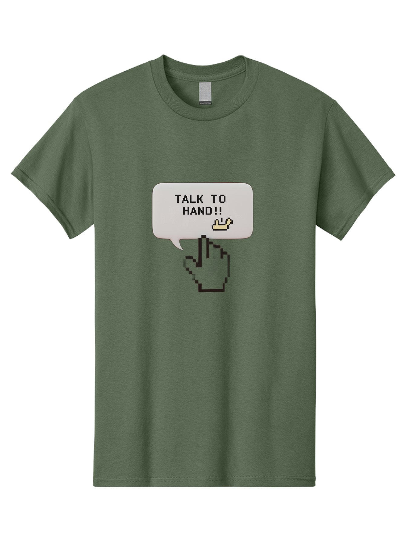 Talk-To-Hand Men'S Graphic Tee, 100% Cotton, Comfortable Casual Summer Wear, Machine Washable, Talk To Hand, Pixel Art, Greeting Card, Waving Hand, User Interface, Retro Style, Chat Bubble, Hand Icon, Hand Gesture, 90S Nostalgia Bab489 6