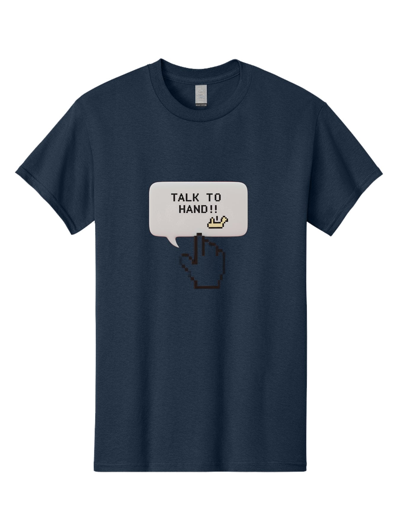 Talk-To-Hand Men'S Graphic Tee, 100% Cotton, Comfortable Casual Summer Wear, Machine Washable, Talk To Hand, Pixel Art, Greeting Card, Waving Hand, User Interface, Retro Style, Chat Bubble, Hand Icon, Hand Gesture, 90S Nostalgia Bab489