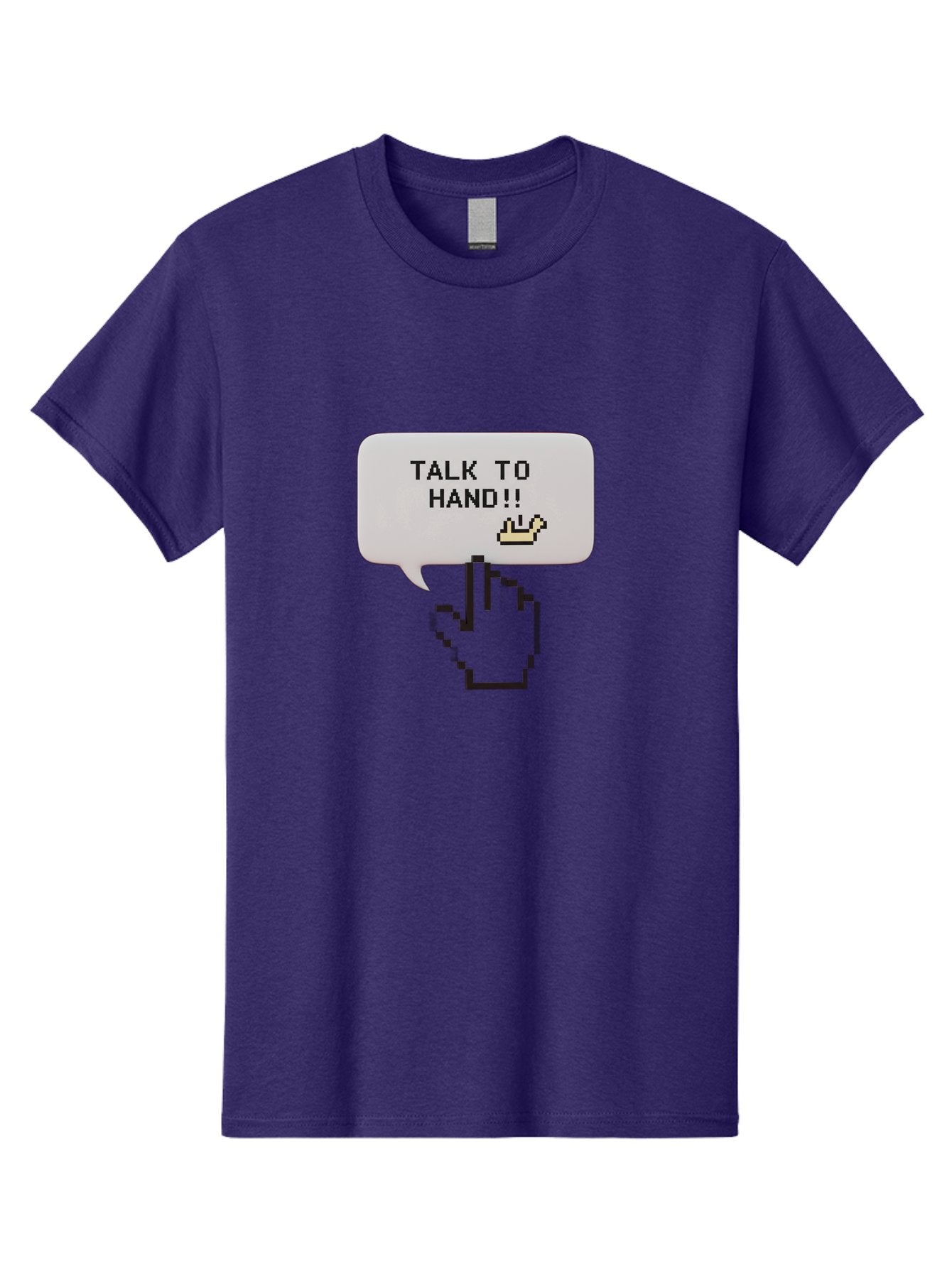 Talk-To-Hand Men'S Graphic Tee, 100% Cotton, Comfortable Casual Summer Wear, Machine Washable, Talk To Hand, Pixel Art, Greeting Card, Waving Hand, User Interface, Retro Style, Chat Bubble, Hand Icon, Hand Gesture, 90S Nostalgia Bab489 13