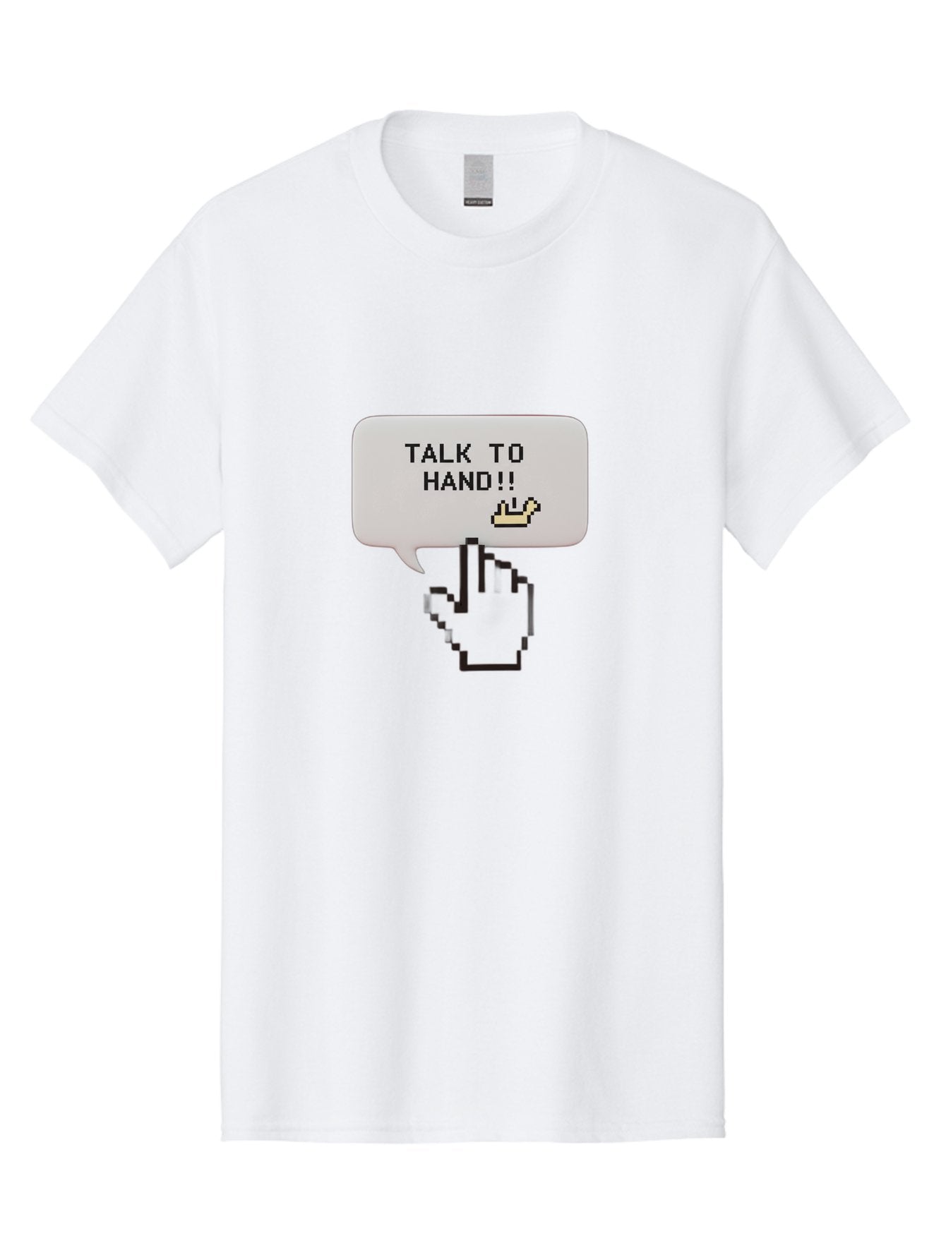 Talk-To-Hand Men'S Graphic Tee, 100% Cotton, Comfortable Casual Summer Wear, Machine Washable, Talk To Hand, Pixel Art, Greeting Card, Waving Hand, User Interface, Retro Style, Chat Bubble, Hand Icon, Hand Gesture, 90S Nostalgia Bab489 15