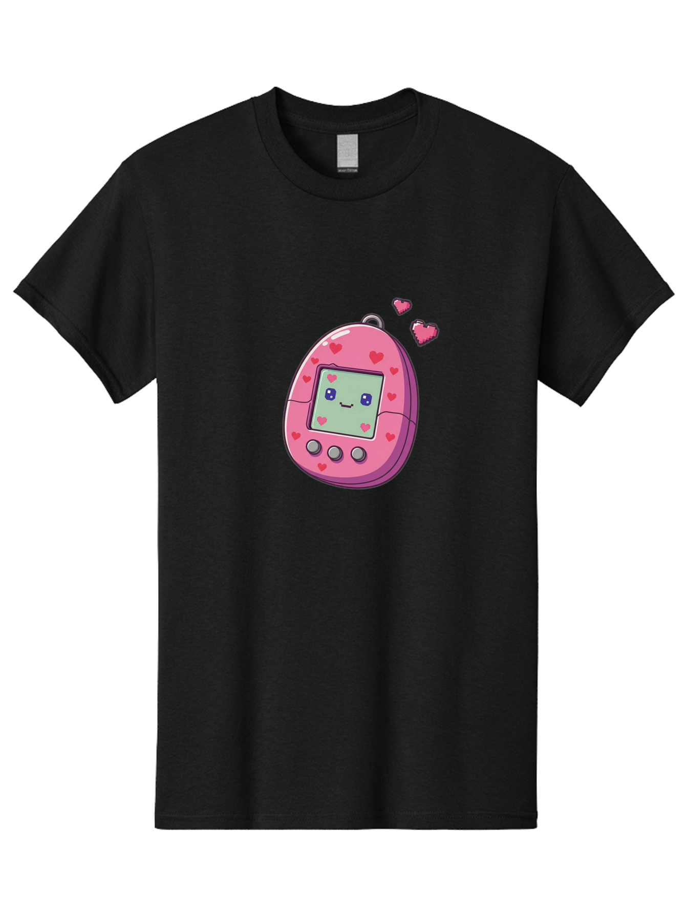 Tamagotchi-1 Men'S Graphic Tee, 100% Cotton, Comfortable Casual Summer Wear, Machine Washable, Pink Digital Pet, Heart Designs, Cute Character, Cartoon Style, Nostalgic Toy, Retro Gaming, 90S Kids, Digital Creature Bab490