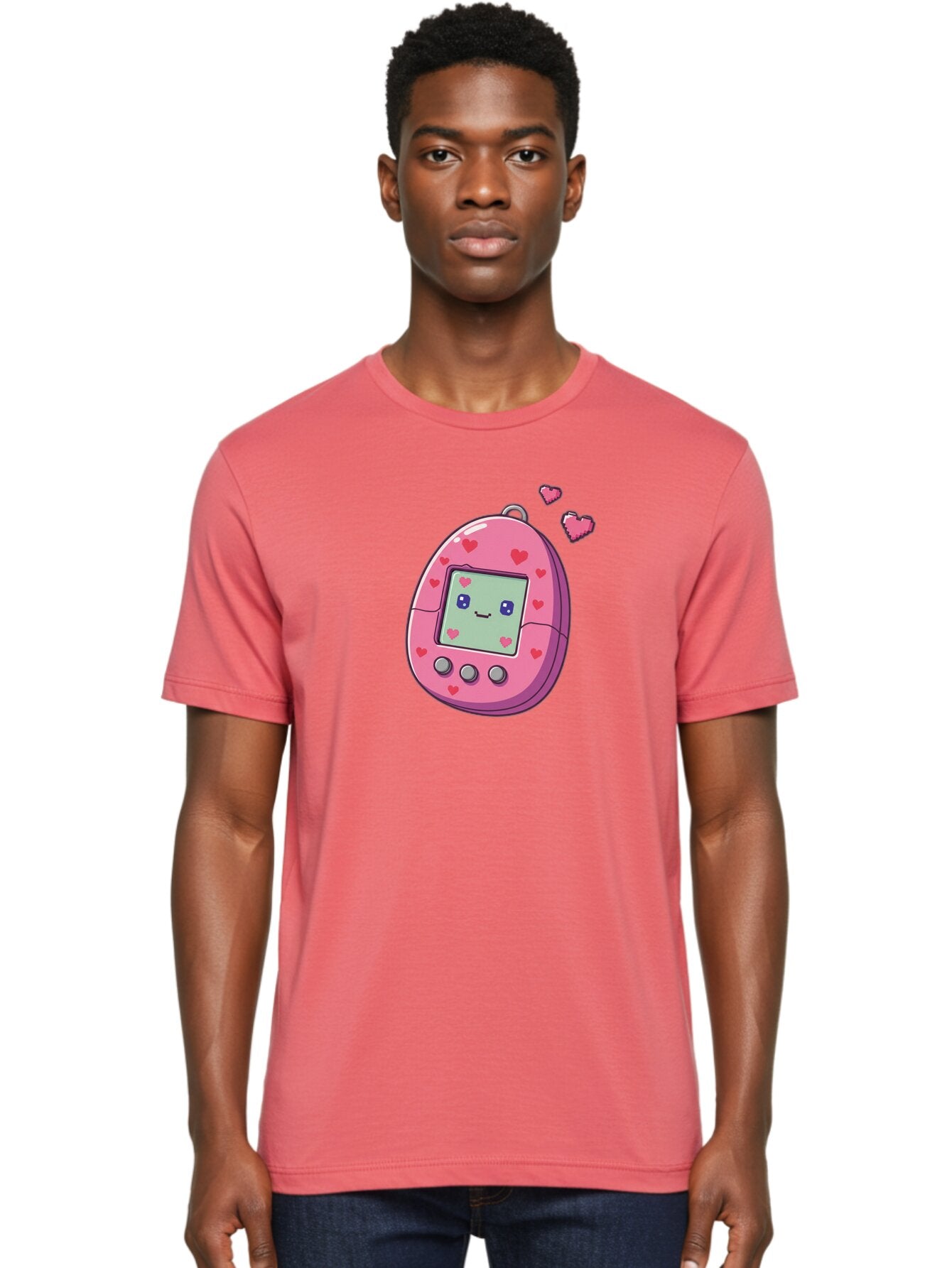 Tamagotchi-1 Men'S Graphic Tee, 100% Cotton, Comfortable Casual Summer Wear, Machine Washable, Pink Digital Pet, Heart Designs, Cute Character, Cartoon Style, Nostalgic Toy, Retro Gaming, 90S Kids, Digital Creature Bab490 23
