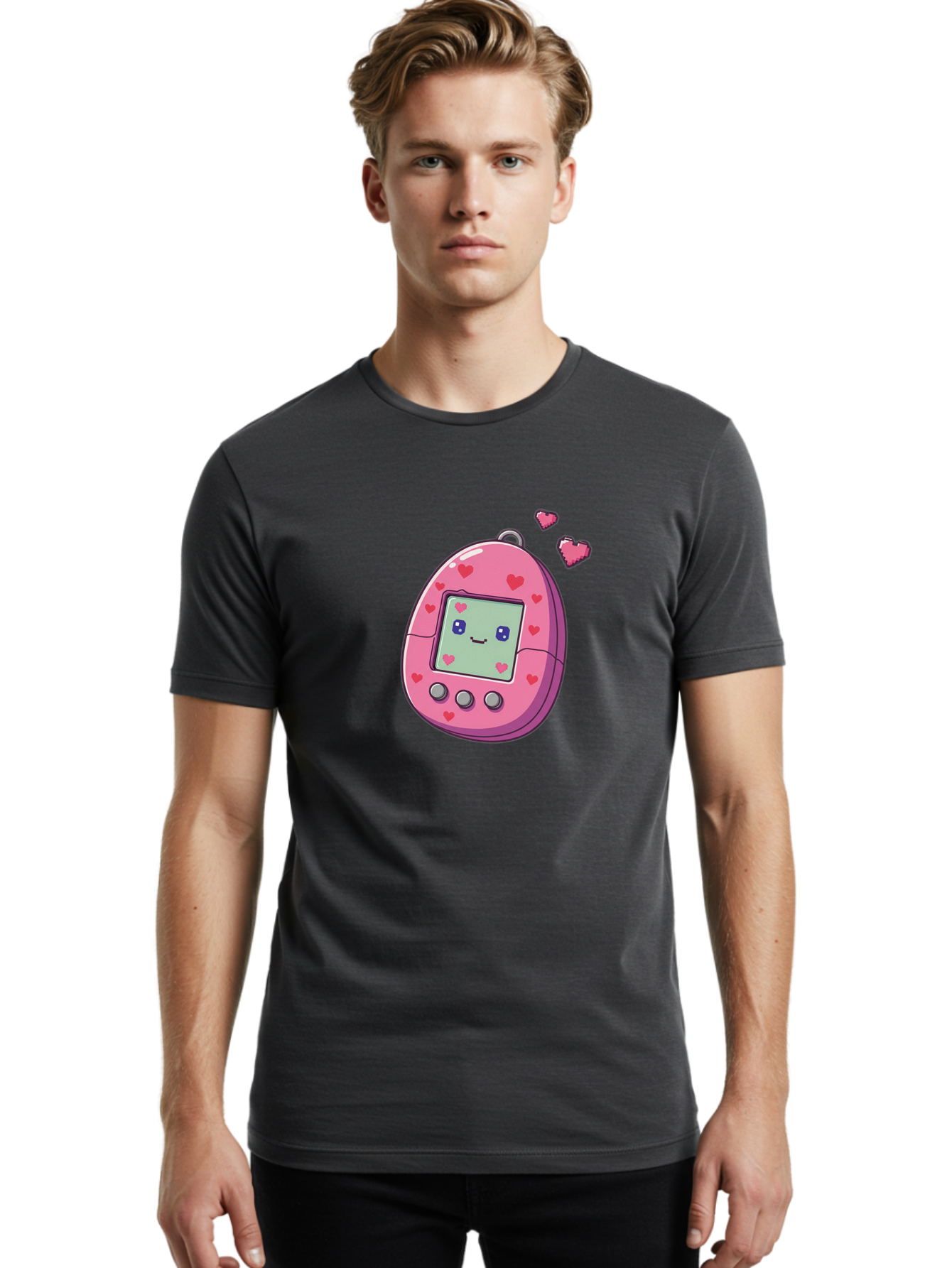 Tamagotchi-1 Men'S Graphic Tee, 100% Cotton, Comfortable Casual Summer Wear, Machine Washable, Pink Digital Pet, Heart Designs, Cute Character, Cartoon Style, Nostalgic Toy, Retro Gaming, 90S Kids, Digital Creature Bab490 6