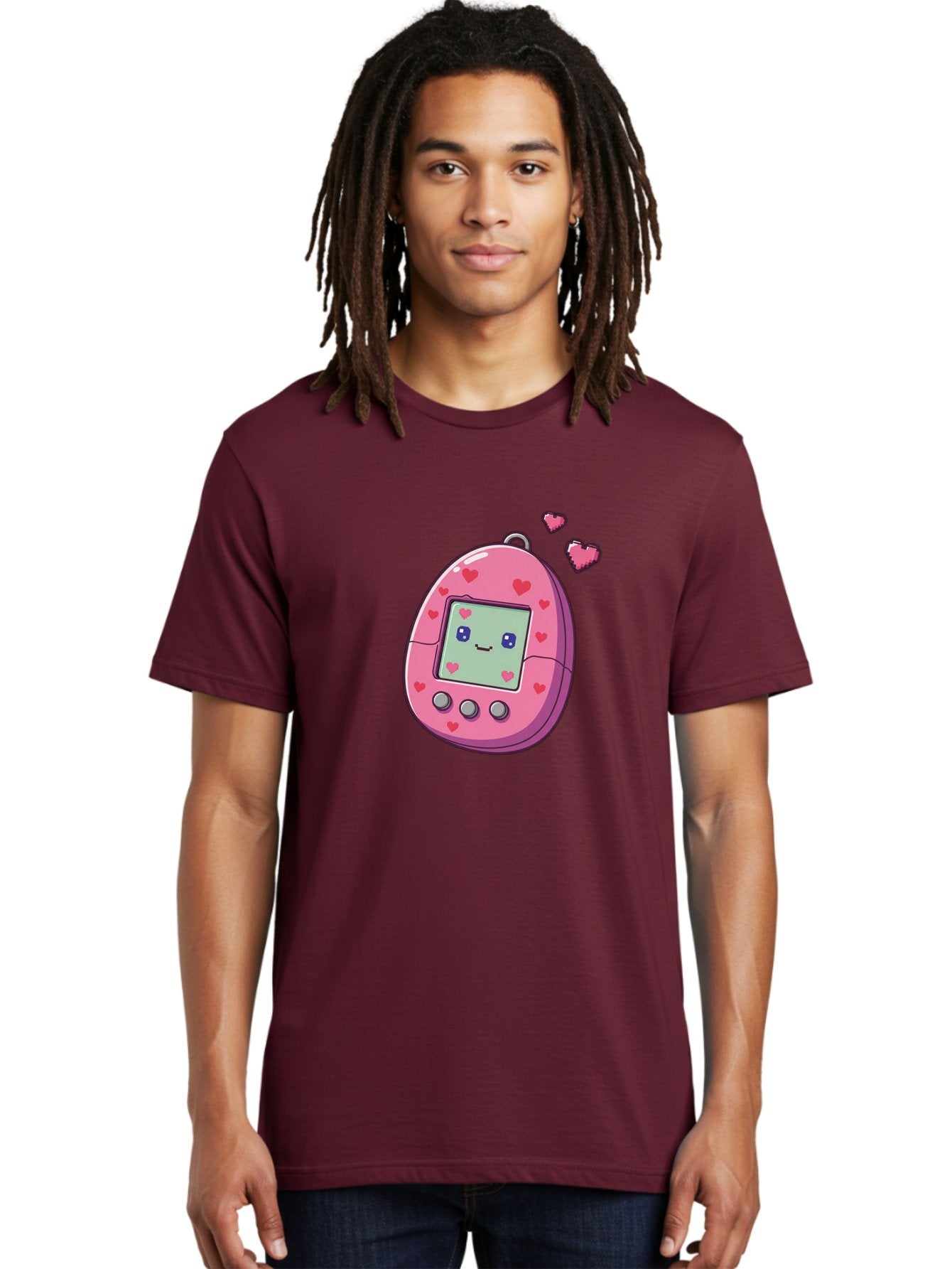 Tamagotchi-1 Men'S Graphic Tee, 100% Cotton, Comfortable Casual Summer Wear, Machine Washable, Pink Digital Pet, Heart Designs, Cute Character, Cartoon Style, Nostalgic Toy, Retro Gaming, 90S Kids, Digital Creature Bab490 29