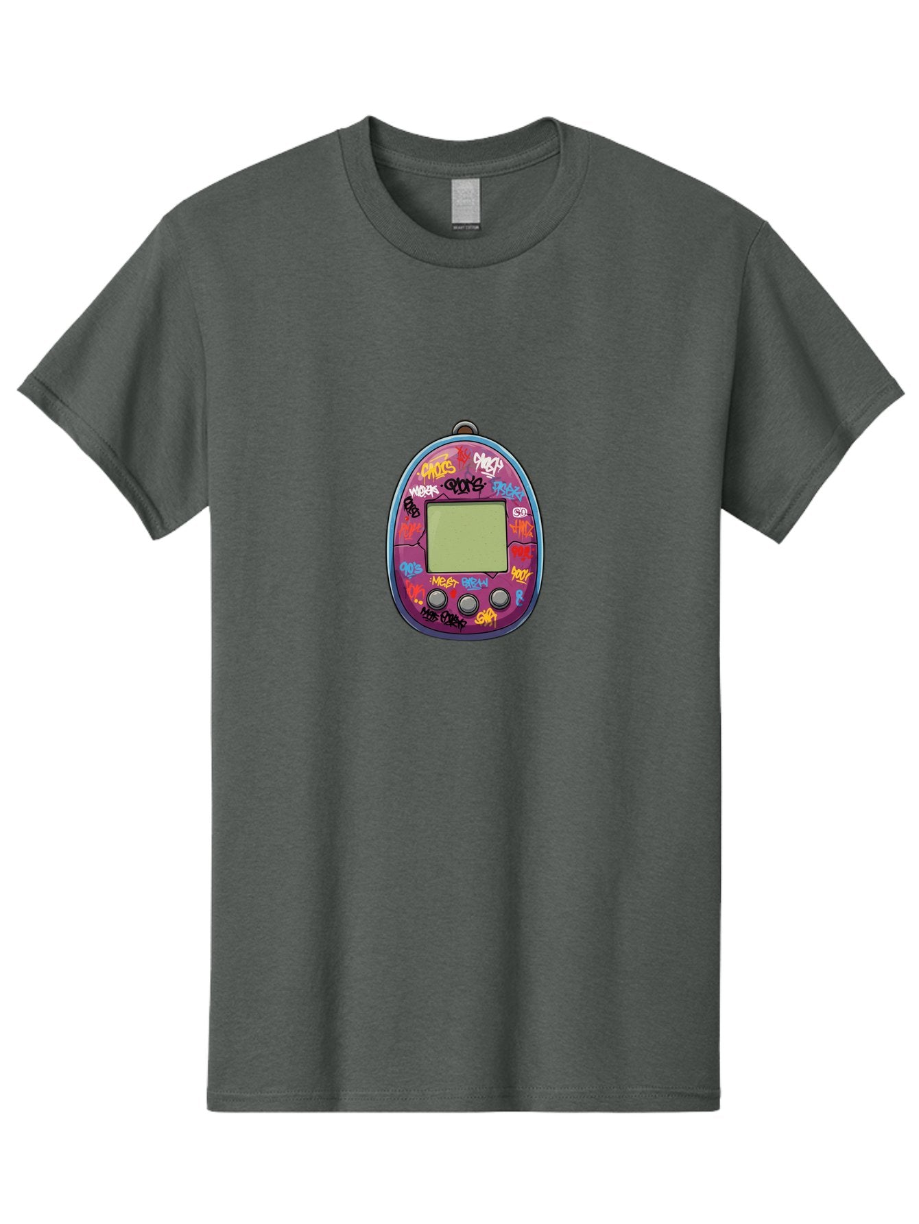 Tamagotchi-10 Men'S Graphic Tee, 100% Cotton, Comfortable Casual Summer Wear, Machine Washable, Graffiti Covered Digital Pet, Retro Handheld Game, Nostalgic 90S Toy, Tamagotchi Toy, Digital Creature, Nostalgic Tech, Childhood Memories, Bab491 4