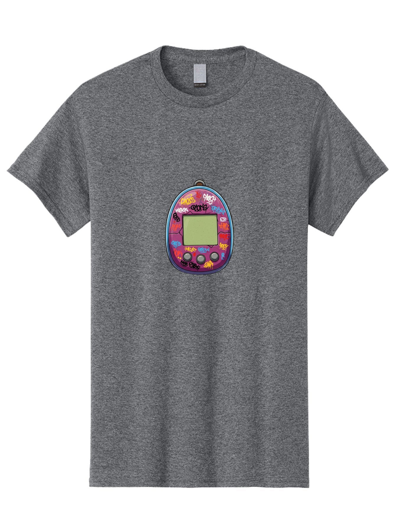 Tamagotchi-10 Men'S Graphic Tee, 100% Cotton, Comfortable Casual Summer Wear, Machine Washable, Graffiti Covered Digital Pet, Retro Handheld Game, Nostalgic 90S Toy, Tamagotchi Toy, Digital Creature, Nostalgic Tech, Childhood Memories, Bab491 12