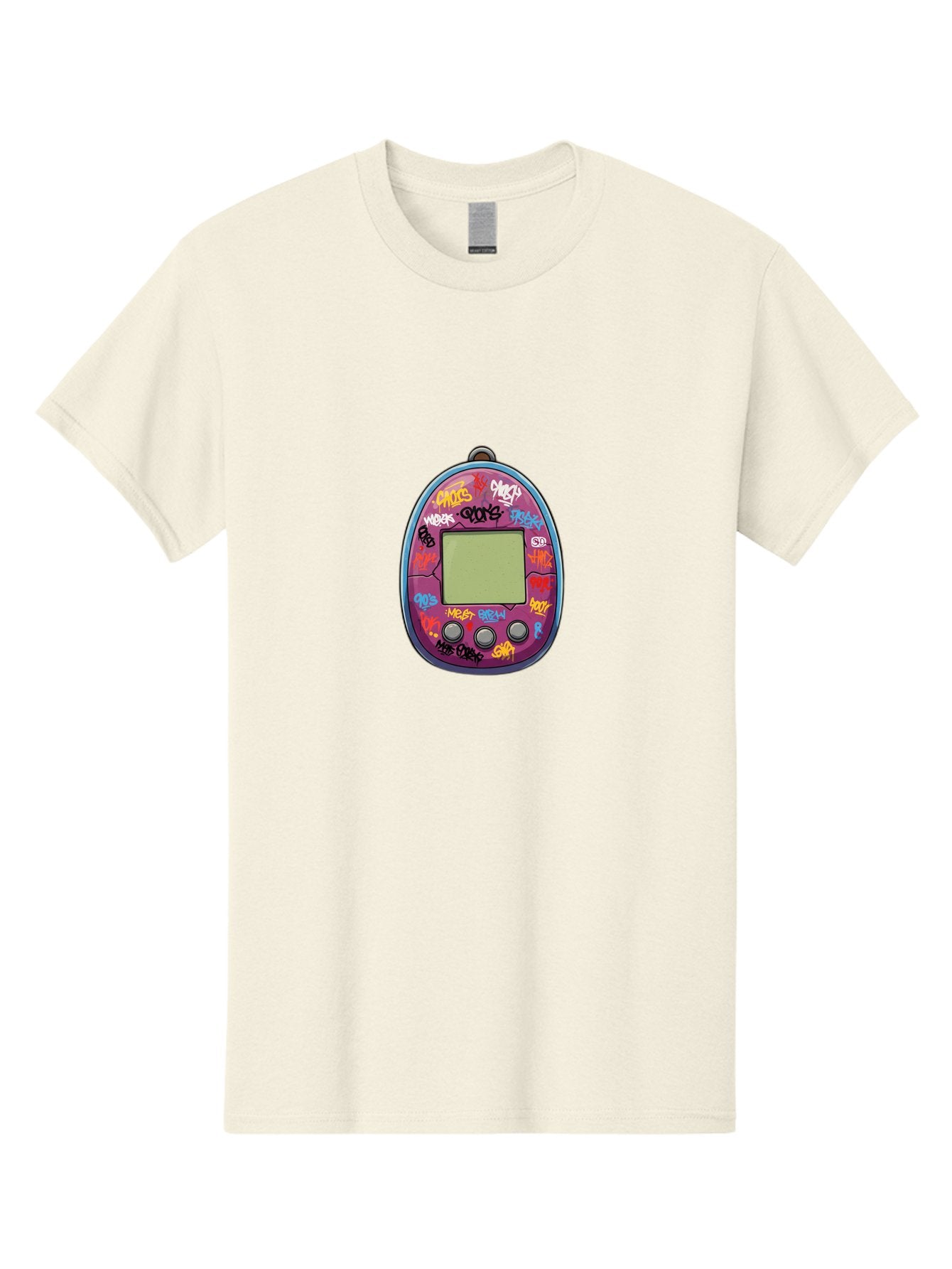 Tamagotchi-10 Men'S Graphic Tee, 100% Cotton, Comfortable Casual Summer Wear, Machine Washable, Graffiti Covered Digital Pet, Retro Handheld Game, Nostalgic 90S Toy, Tamagotchi Toy, Digital Creature, Nostalgic Tech, Childhood Memories, Bab491 15