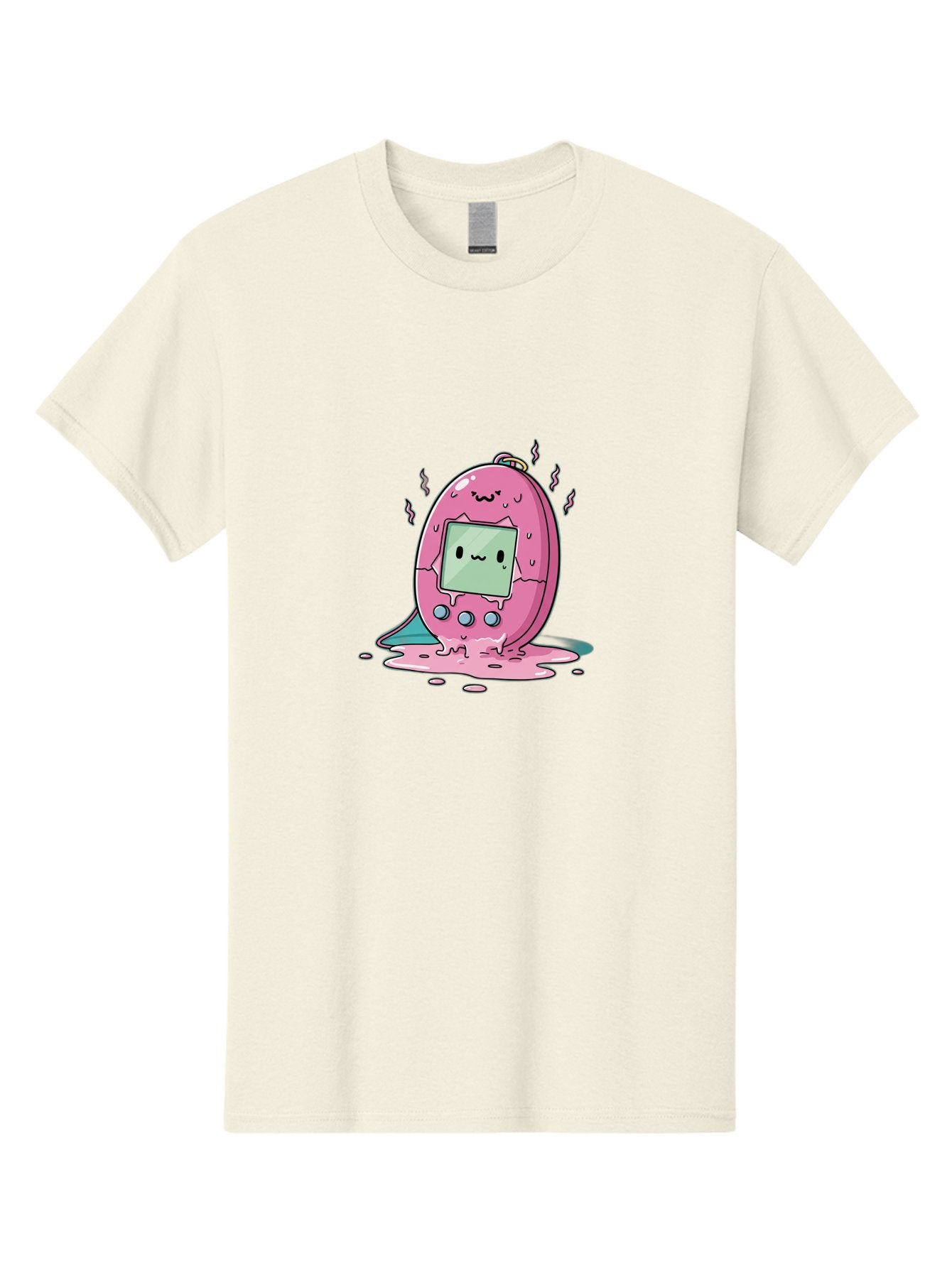 Tamagotchi-11 Men'S Graphic Tee, 100% Cotton, Comfortable Casual Summer Wear, Machine Washable, Pink Digital Pet, Broken Screen, Sad Face, Melting Toy, Nostalgic 90S, Retro Gaming, Cartoon Style, Kawaii Aesthetic Bab492 11