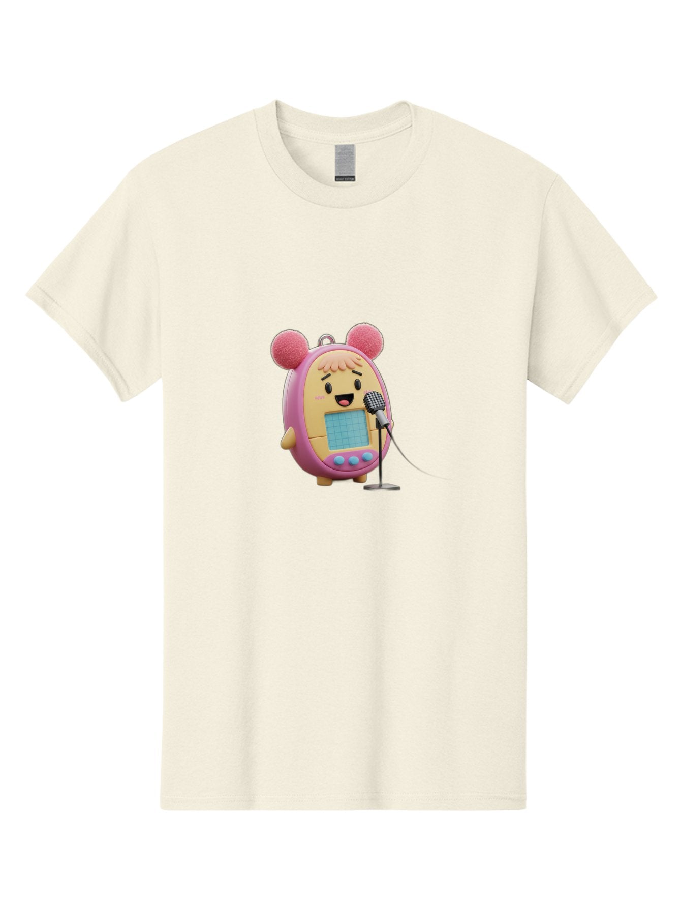 Tamagotchi-12 Men'S Graphic Tee, 100% Cotton, Comfortable Casual Summer Wear, Machine Washable, Tamagotchi Character, Singing Into Microphone, Cute Digital Pet, Pop Culture Icon, Retro Toy, Fun And Playful, Kawaii Character, Singing With Joy Bab493 12