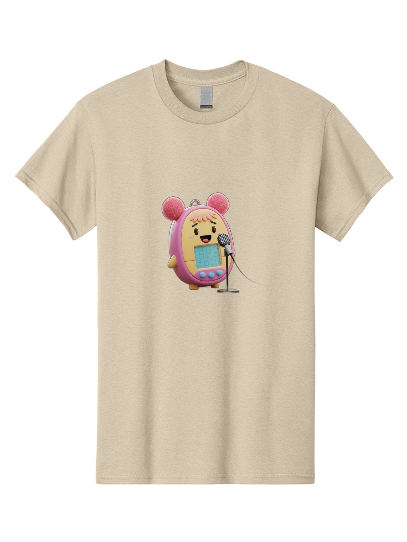 Tamagotchi-12 Men'S Graphic Tee, 100% Cotton, Comfortable Casual Summer Wear, Machine Washable, Tamagotchi Character, Singing Into Microphone, Cute Digital Pet, Pop Culture Icon, Retro Toy, Fun And Playful, Kawaii Character, Singing With Joy Bab493 5