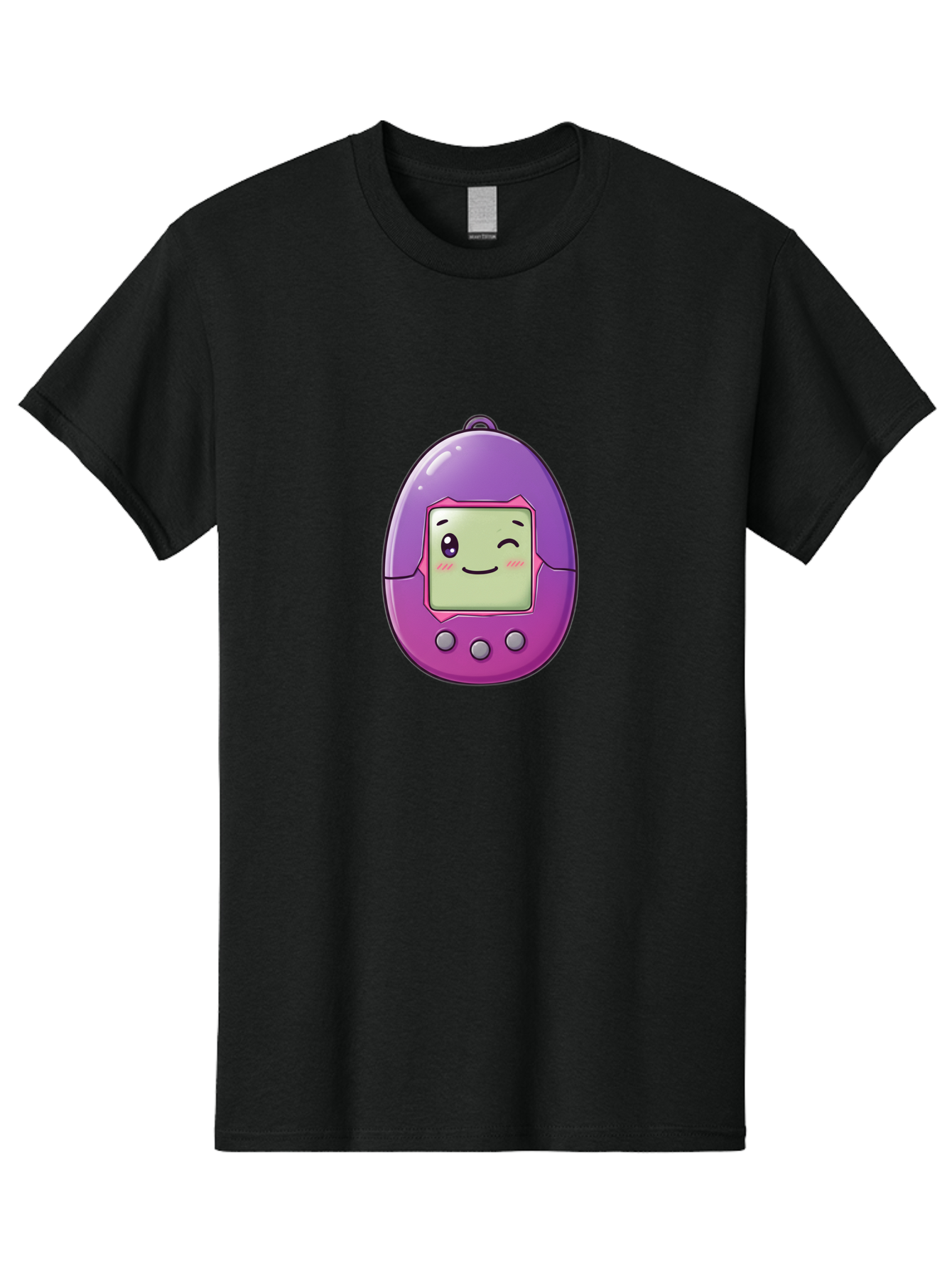 Tamagotchi-2 Men'S Graphic Tee, 100% Cotton, Comfortable Casual Summer Wear, Machine Washable, Digital Pet, Cartoon Character, Kawaii Culture, Retro Gaming, Nostalgic Toy, Egg-Shaped Device, Purple And Pink, Cute Design, 90S Nostalgia, Bab496
