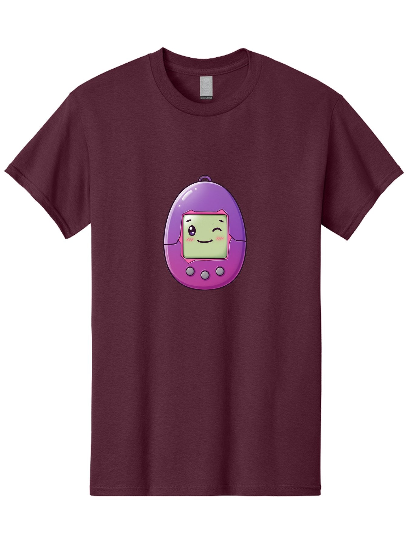 Tamagotchi-2 Men'S Graphic Tee, 100% Cotton, Comfortable Casual Summer Wear, Machine Washable, Digital Pet, Cartoon Character, Kawaii Culture, Retro Gaming, Nostalgic Toy, Egg-Shaped Device, Purple And Pink, Cute Design, 90S Nostalgia, Bab496 4