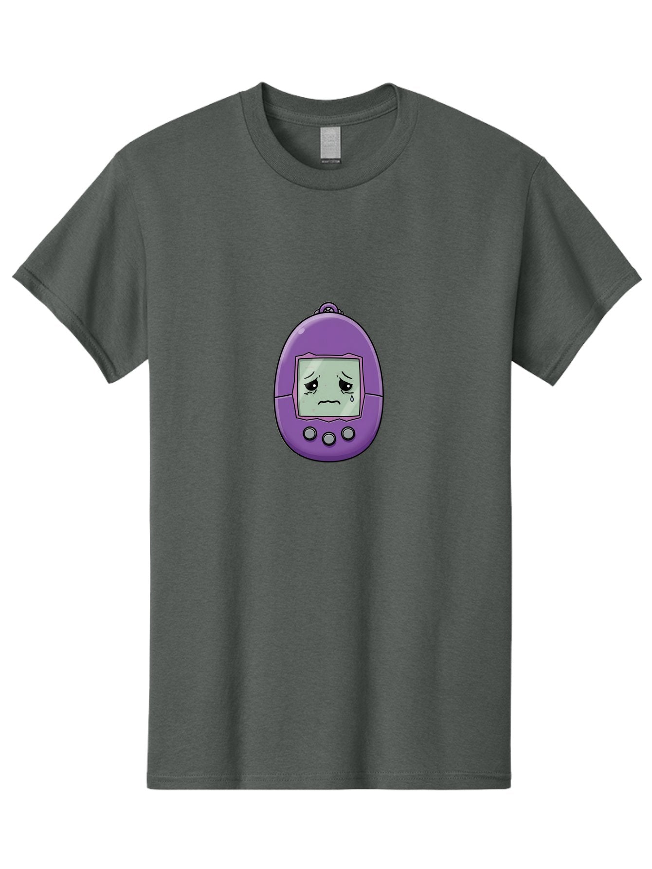 Tamagotchi-3 Men'S Graphic Tee, 100% Cotton, Comfortable Casual Summer Wear, Machine Washable, Purple Digital Pet, Sad Face, Crying Tamagotchi, Retro Toy, Nostalgic Tech, Digital Creature, Sad Expression, Vintage Gadget Bab497 10