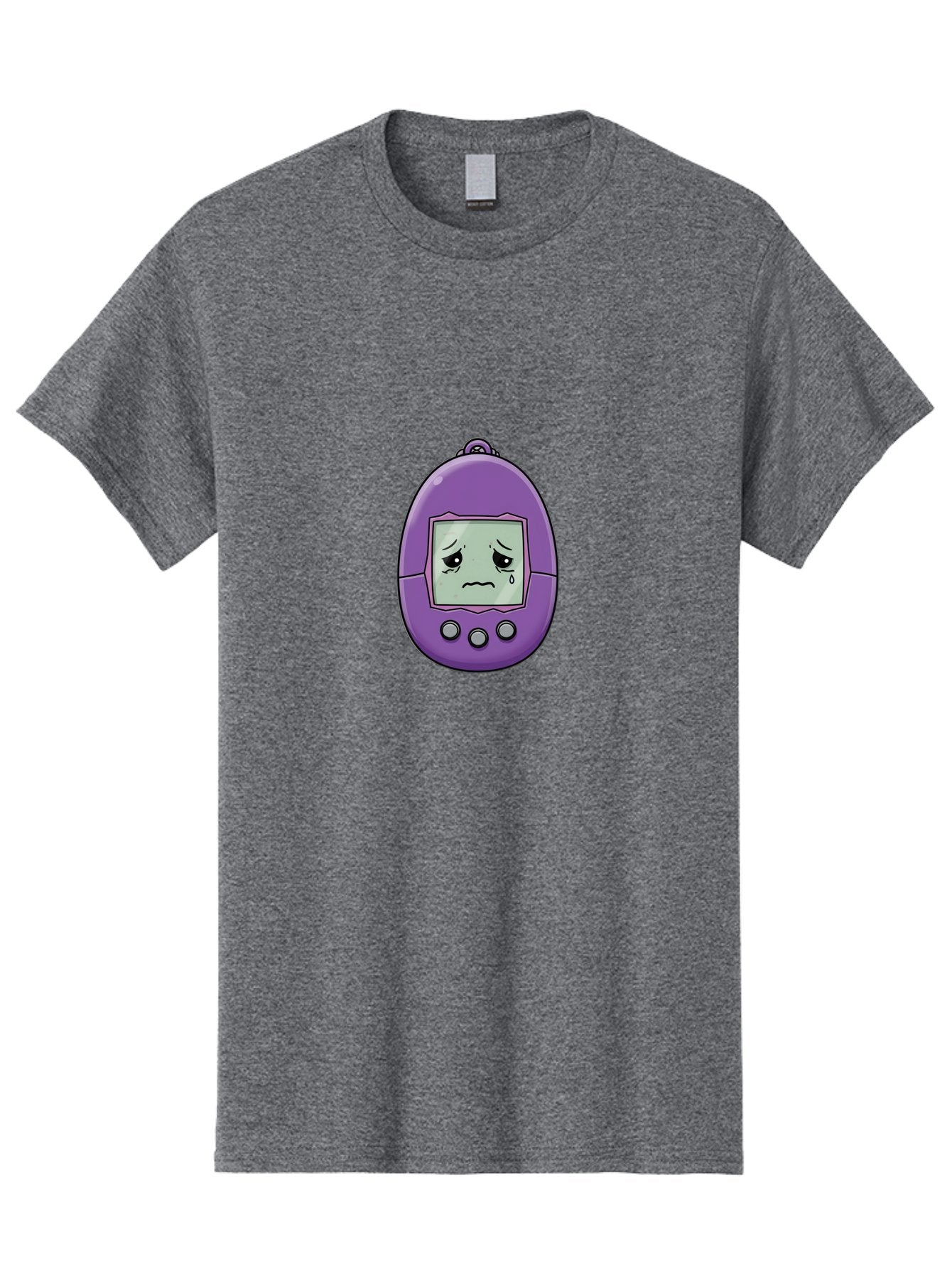 Tamagotchi-3 Men'S Graphic Tee, 100% Cotton, Comfortable Casual Summer Wear, Machine Washable, Purple Digital Pet, Sad Face, Crying Tamagotchi, Retro Toy, Nostalgic Tech, Digital Creature, Sad Expression, Vintage Gadget Bab497 11
