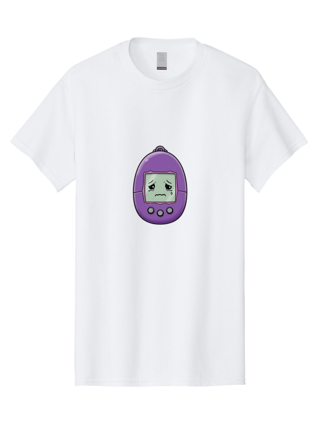 Tamagotchi-3 Men'S Graphic Tee, 100% Cotton, Comfortable Casual Summer Wear, Machine Washable, Purple Digital Pet, Sad Face, Crying Tamagotchi, Retro Toy, Nostalgic Tech, Digital Creature, Sad Expression, Vintage Gadget Bab497 12