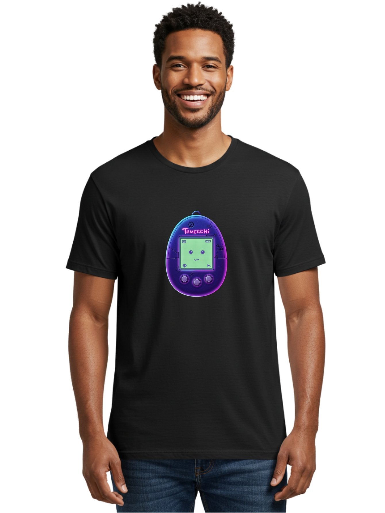 Tamagotchi-4 Men'S Graphic Tee, 100% Cotton, Comfortable Casual Summer Wear, Machine Washable, Retro Digital Pet, Handheld Game, Nostalgic Tech, Purple Egg-Shaped Device, Cute Character, Gaming Nostalgia, 90S Kids, Retro Gaming Culture Bab498 26