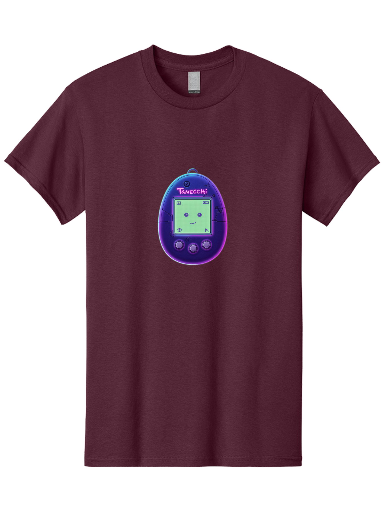 Tamagotchi-4 Men'S Graphic Tee, 100% Cotton, Comfortable Casual Summer Wear, Machine Washable, Retro Digital Pet, Handheld Game, Nostalgic Tech, Purple Egg-Shaped Device, Cute Character, Gaming Nostalgia, 90S Kids, Retro Gaming Culture Bab498