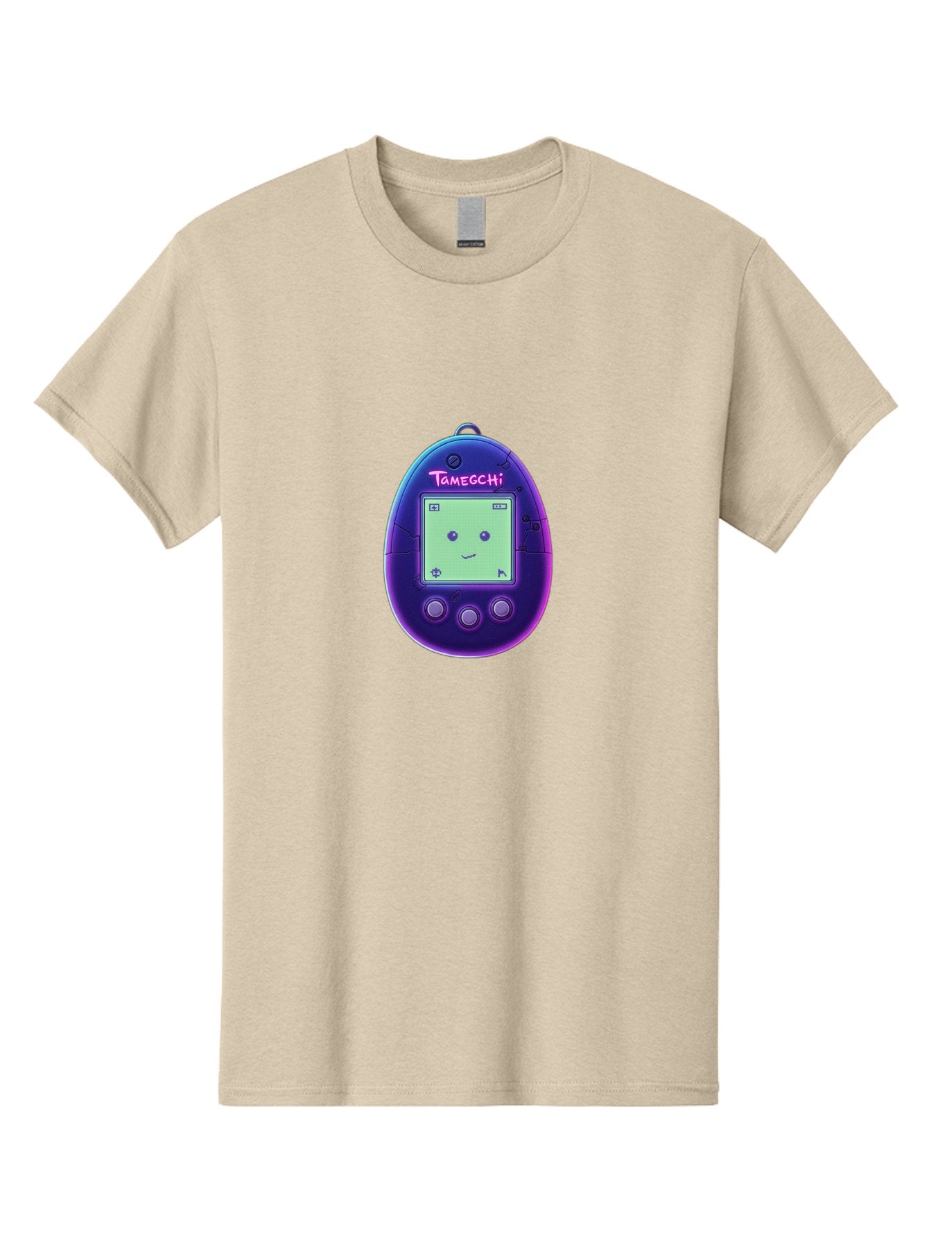 Tamagotchi-4 Men'S Graphic Tee, 100% Cotton, Comfortable Casual Summer Wear, Machine Washable, Retro Digital Pet, Handheld Game, Nostalgic Tech, Purple Egg-Shaped Device, Cute Character, Gaming Nostalgia, 90S Kids, Retro Gaming Culture Bab498