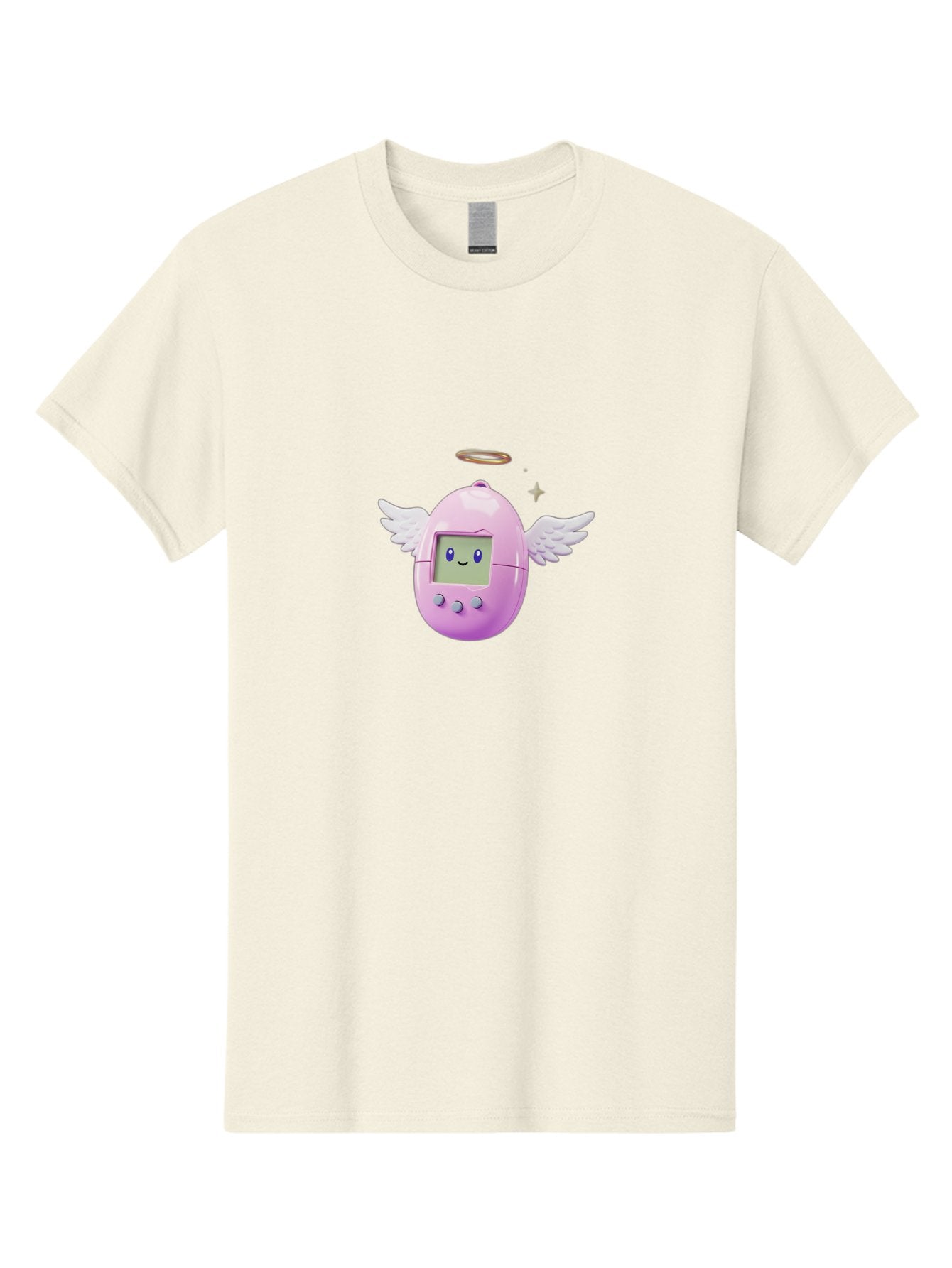 Tamagotchi-5 Men'S Graphic Tee, 100% Cotton, Comfortable Casual Summer Wear, Machine Washable, Tamagotchi With Wings, Cartoon Character, Pink Digital Pet, Smiley Face, Cute Design, Retro Toy, Nostalgic Feel, Adorable, Digital Creature Bab499