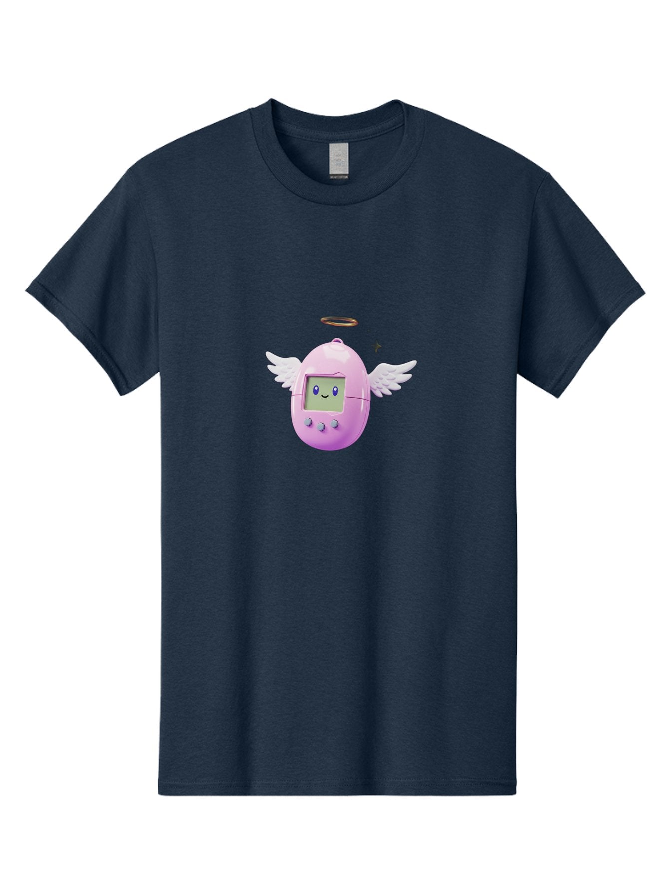 Tamagotchi-5 Men'S Graphic Tee, 100% Cotton, Comfortable Casual Summer Wear, Machine Washable, Tamagotchi With Wings, Cartoon Character, Pink Digital Pet, Smiley Face, Cute Design, Retro Toy, Nostalgic Feel, Adorable, Digital Creature Bab499