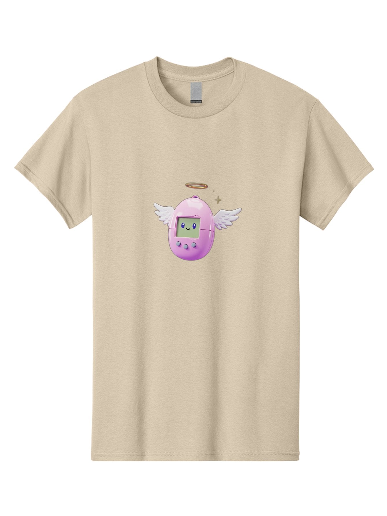 Tamagotchi-5 Men'S Graphic Tee, 100% Cotton, Comfortable Casual Summer Wear, Machine Washable, Tamagotchi With Wings, Cartoon Character, Pink Digital Pet, Smiley Face, Cute Design, Retro Toy, Nostalgic Feel, Adorable, Digital Creature Bab499 3