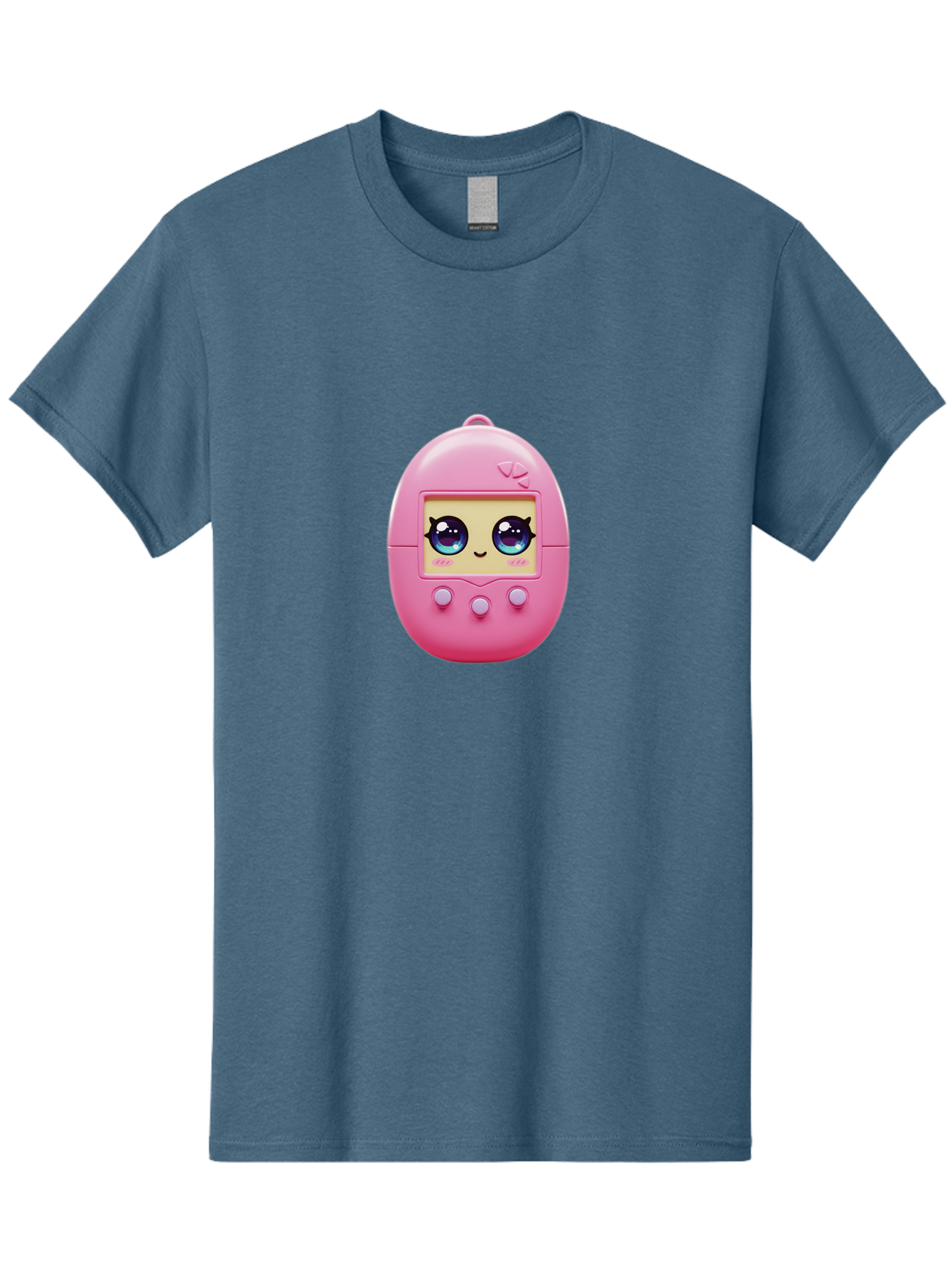 Tamagotchi-6 Men'S Graphic Tee, 100% Cotton, Comfortable Casual Summer Wear, Machine Washable, Pink Digital Pet, Cartoon Eyes, Kawaii Character, Nostalgia, Retro Gaming, Digital Creature Bab500
