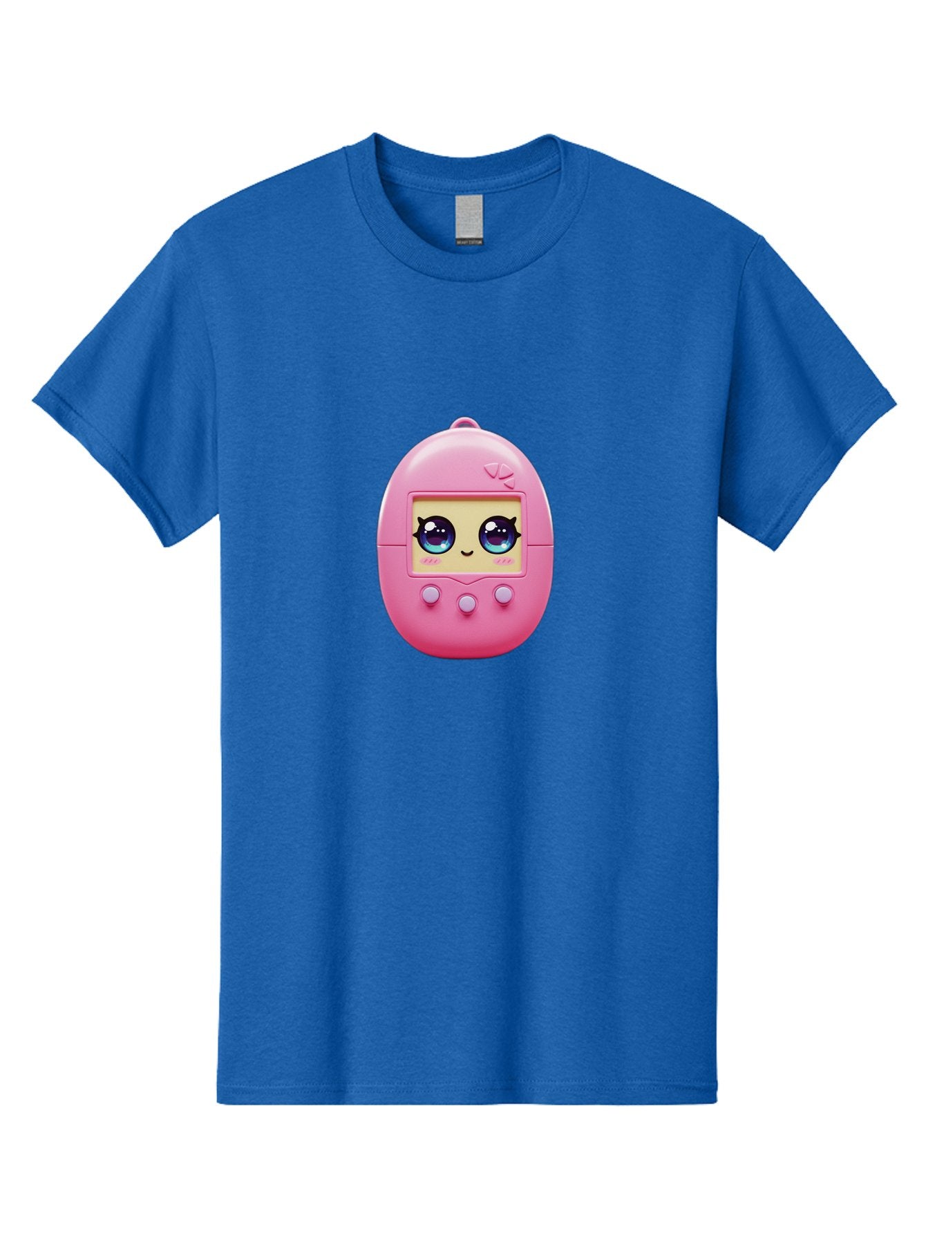 Tamagotchi-6 Men'S Graphic Tee, 100% Cotton, Comfortable Casual Summer Wear, Machine Washable, Pink Digital Pet, Cartoon Eyes, Kawaii Character, Nostalgia, Retro Gaming, Digital Creature Bab500 12