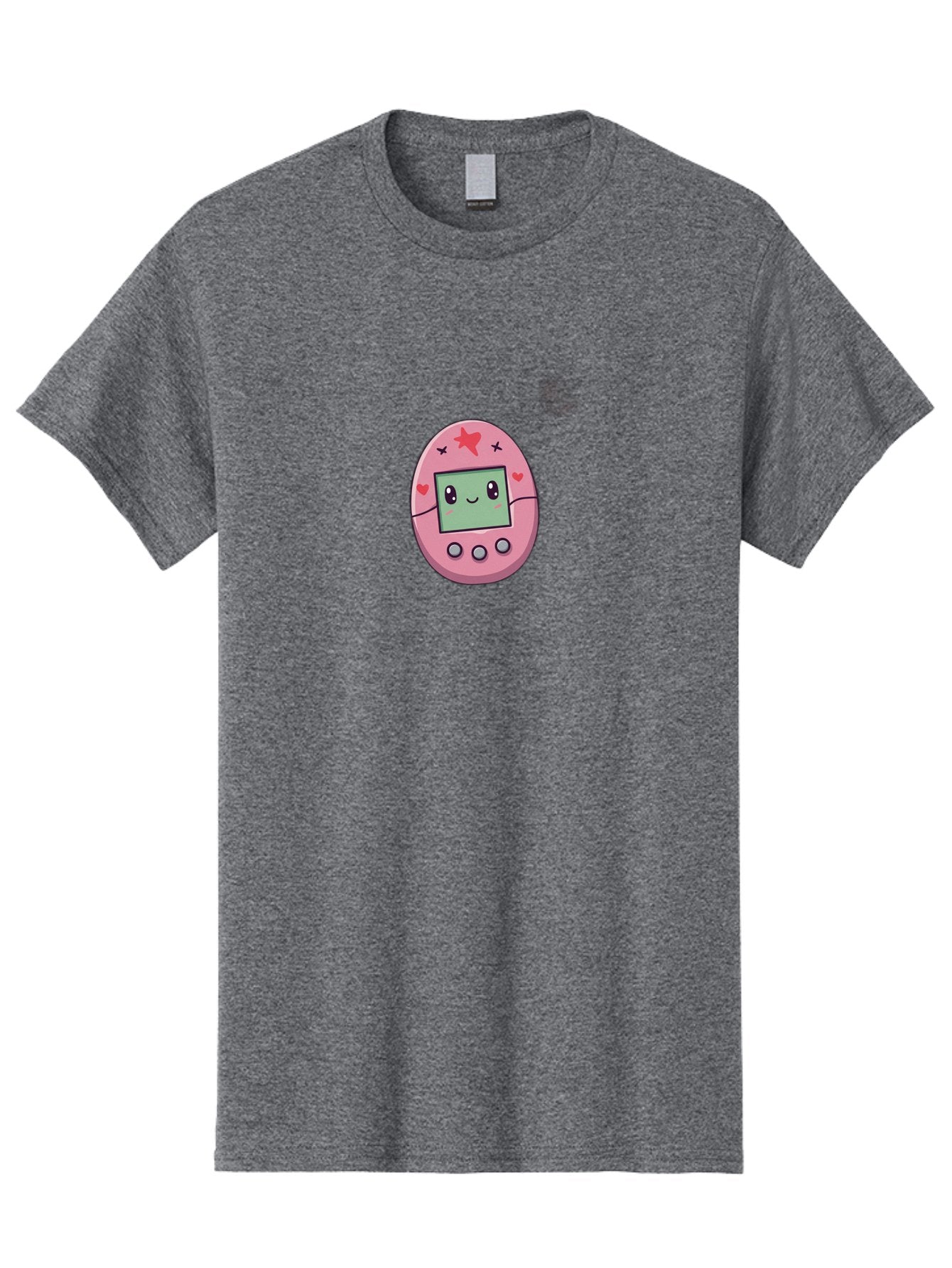 Tamagotchi-8 Men'S Graphic Tee, 100% Cotton, Comfortable Casual Summer Wear, Machine Washable, Pink Digital Pet, Cartoon Character, Cute Design, Heart And Star Decorations, Smiling Face, Digital Display, Interactive Buttons, Virtual Pet, Bab502 9