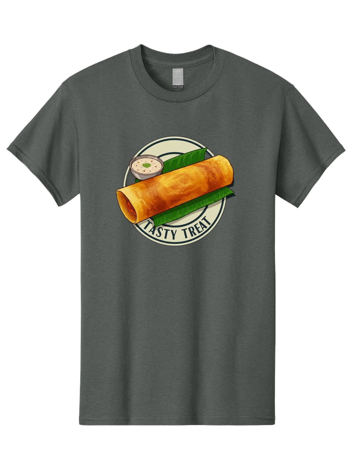 Tasty-Treat-1 Men'S Graphic Tee, 100% Cotton, Comfortable Casual Summer Wear, Machine Washable, South Indian Cuisine, Dosa, Crepe, Chutney, Traditional Indian Food, Tasty Dosa, Indian Crepe, Fermented Rice And Lentil Batter, Crispy Dosa, Bab508 3