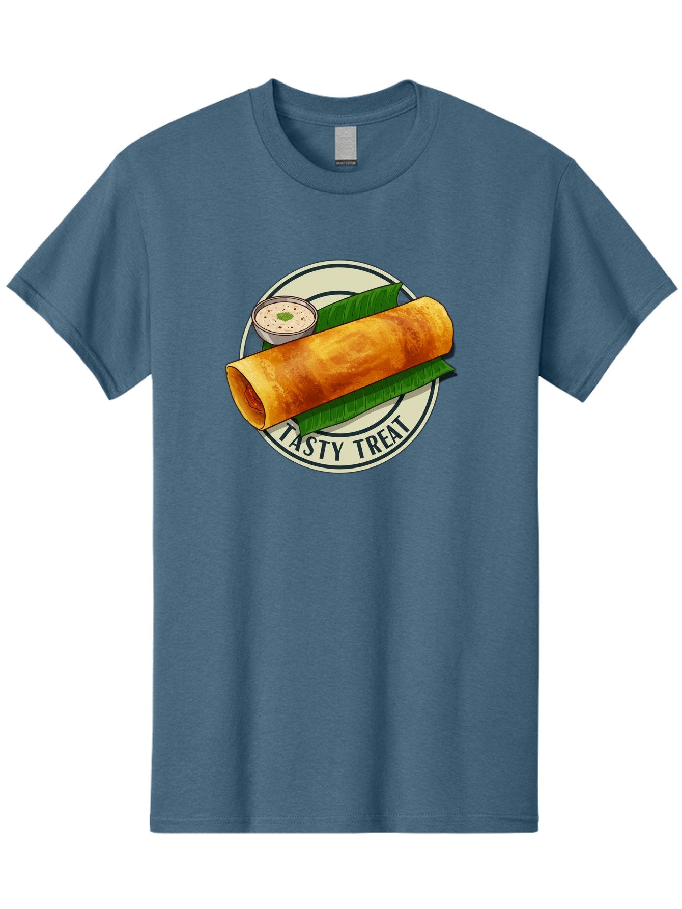 Tasty-Treat-1 Men'S Graphic Tee, 100% Cotton, Comfortable Casual Summer Wear, Machine Washable, South Indian Cuisine, Dosa, Crepe, Chutney, Traditional Indian Food, Tasty Dosa, Indian Crepe, Fermented Rice And Lentil Batter, Crispy Dosa, Bab508 5