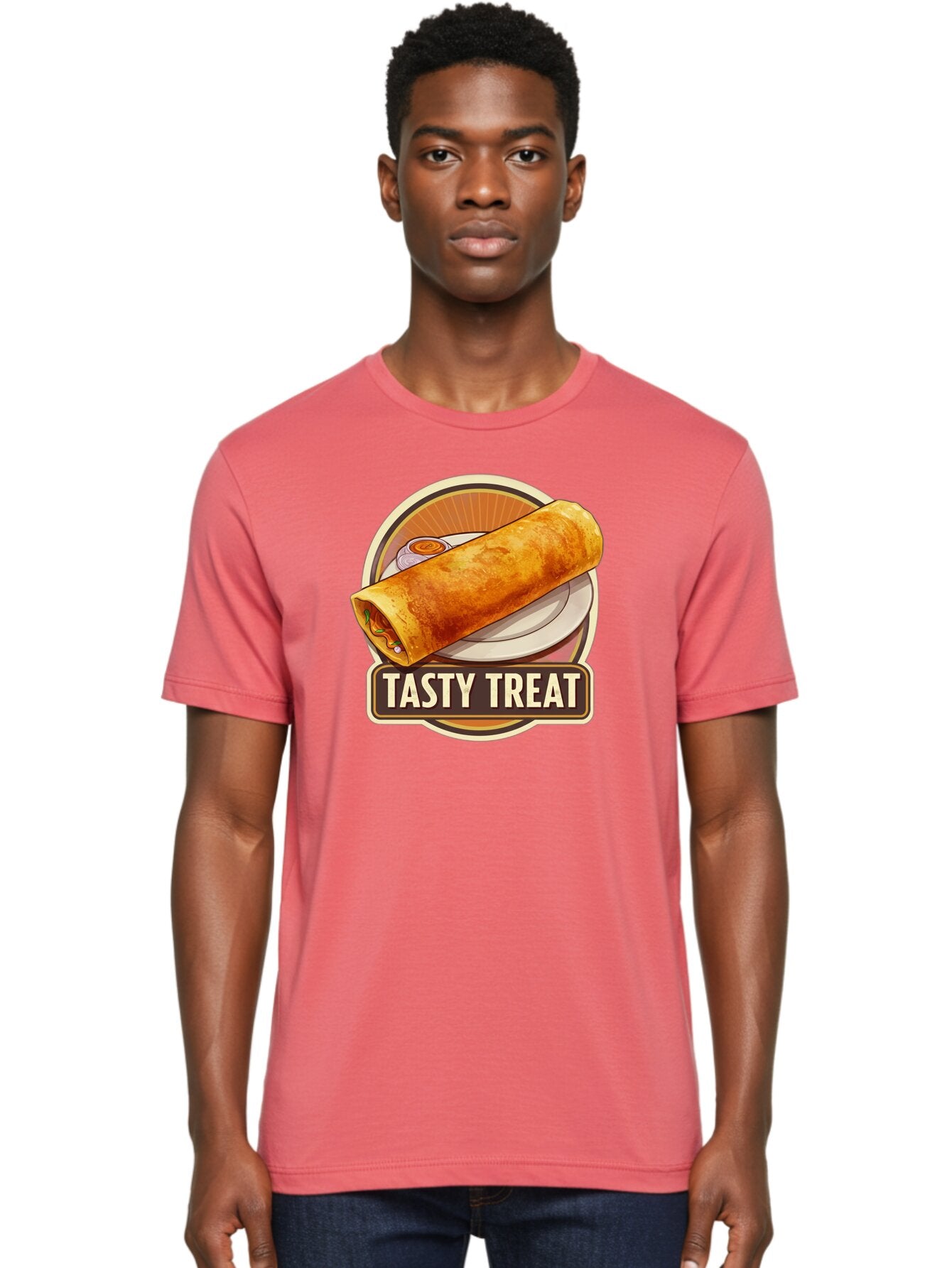 Tasty-Treat-10 Men'S Graphic Tee, 100% Cotton, Comfortable Casual Summer Wear, Machine Washable, Crispy Dosa, Savory Crepe, Indian Cuisine, Street Food, Tasty Treat, Foodie Delight, Authentic Flavors, Cultural Heritage Bab509 30