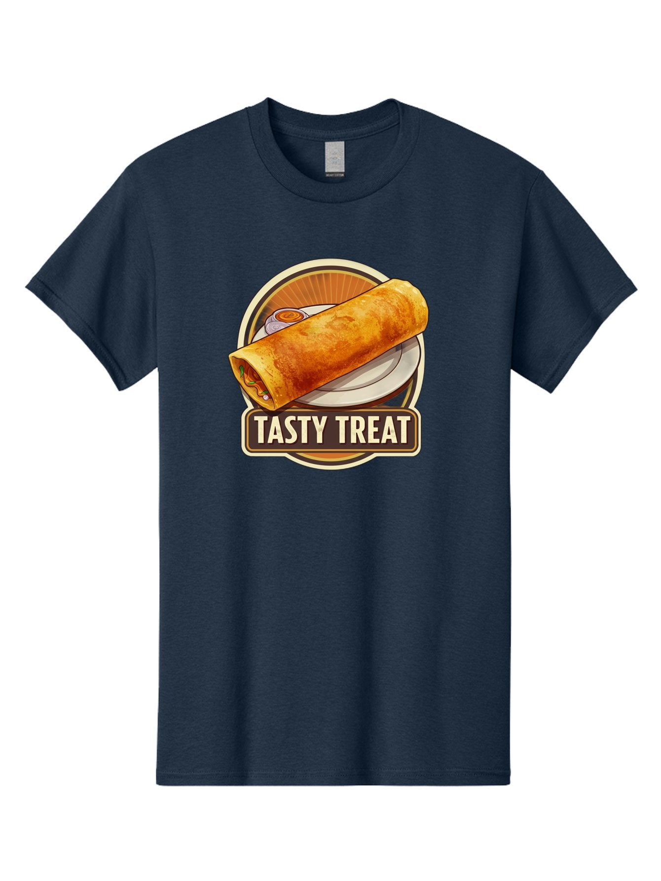 Tasty-Treat-10 Men'S Graphic Tee, 100% Cotton, Comfortable Casual Summer Wear, Machine Washable, Crispy Dosa, Savory Crepe, Indian Cuisine, Street Food, Tasty Treat, Foodie Delight, Authentic Flavors, Cultural Heritage Bab509
