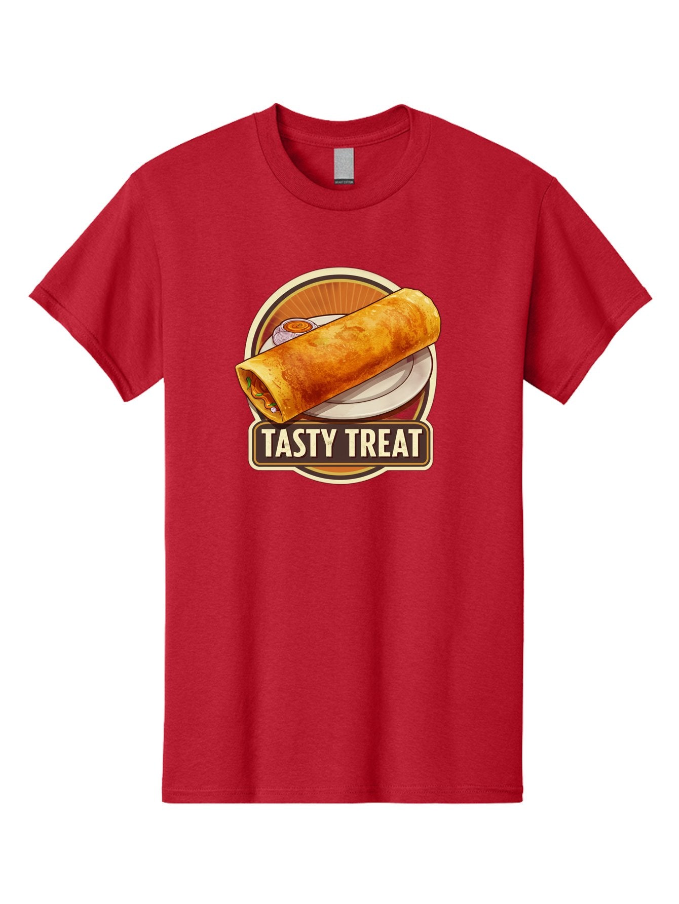 Tasty-Treat-10 Men'S Graphic Tee, 100% Cotton, Comfortable Casual Summer Wear, Machine Washable, Crispy Dosa, Savory Crepe, Indian Cuisine, Street Food, Tasty Treat, Foodie Delight, Authentic Flavors, Cultural Heritage Bab509