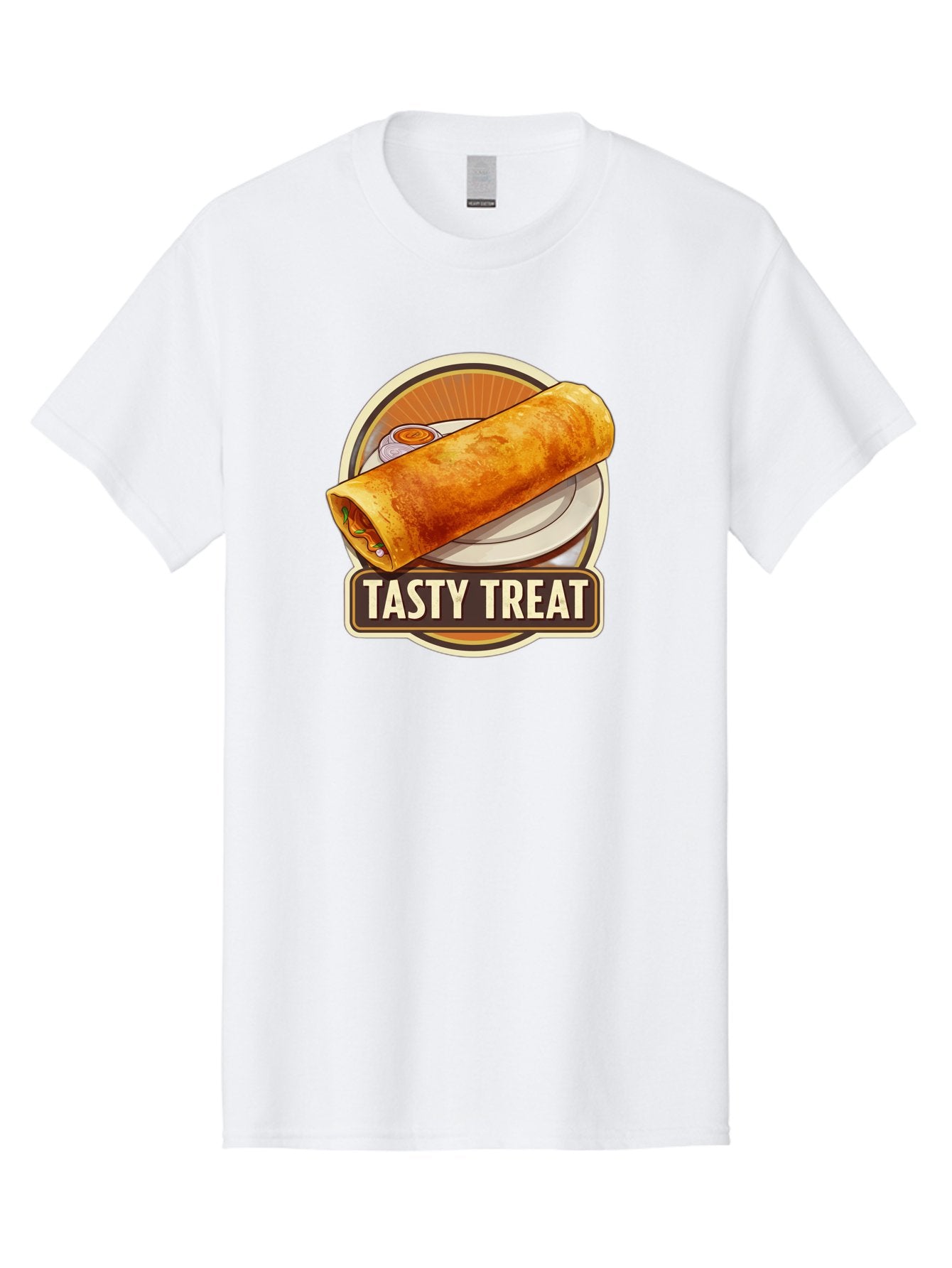 Tasty-Treat-10 Men'S Graphic Tee, 100% Cotton, Comfortable Casual Summer Wear, Machine Washable, Crispy Dosa, Savory Crepe, Indian Cuisine, Street Food, Tasty Treat, Foodie Delight, Authentic Flavors, Cultural Heritage Bab509 3