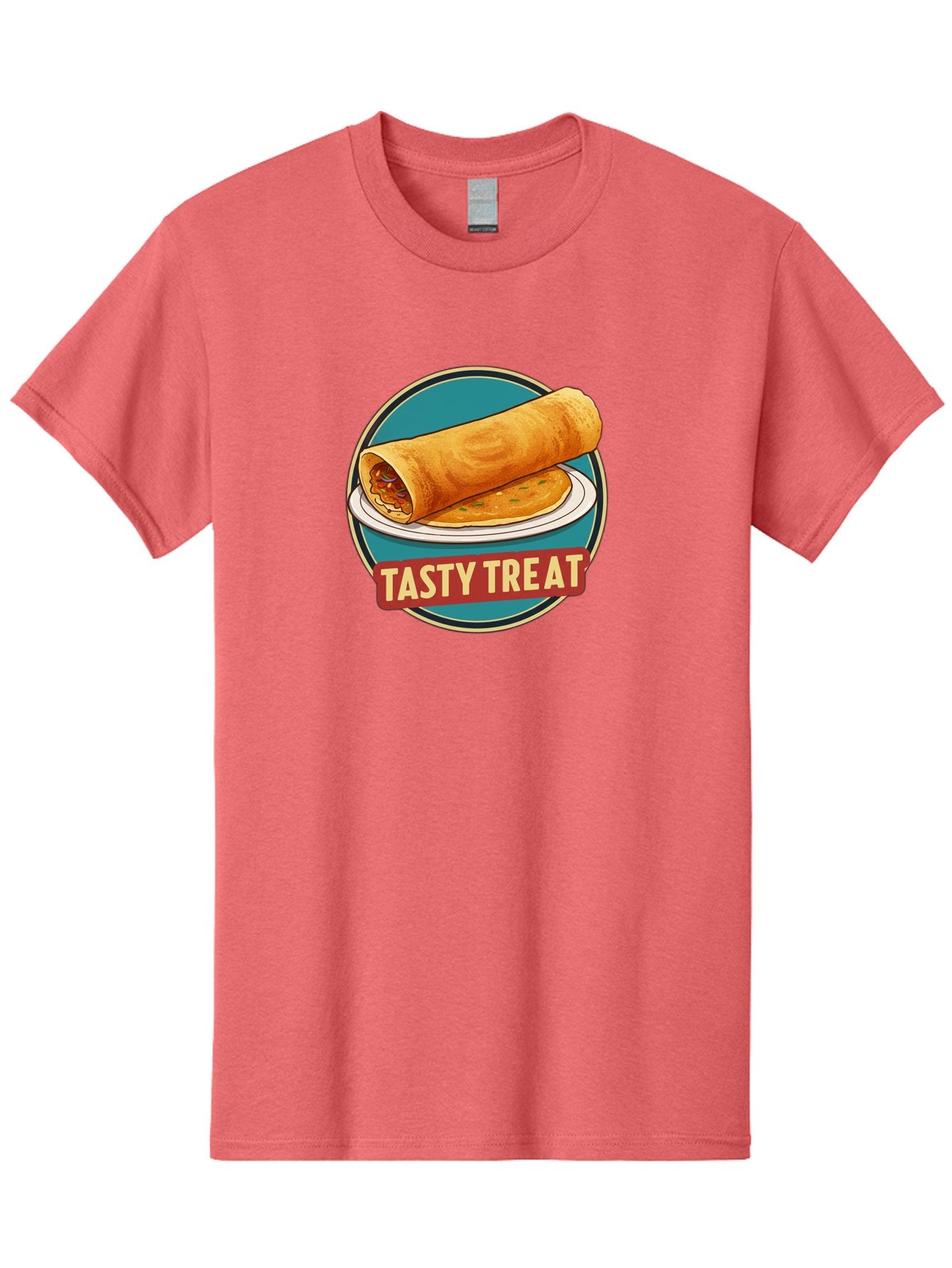Tasty-Treat-11 Men'S Graphic Tee, 100% Cotton, Comfortable Casual Summer Wear, Machine Washable, Rolled Dosa, Savory Crepe, Indian Cuisine, South Asian Food, Tasty Treat, Dosa On A Plate, Delicious Meal, Spicy Filling Bab510 14