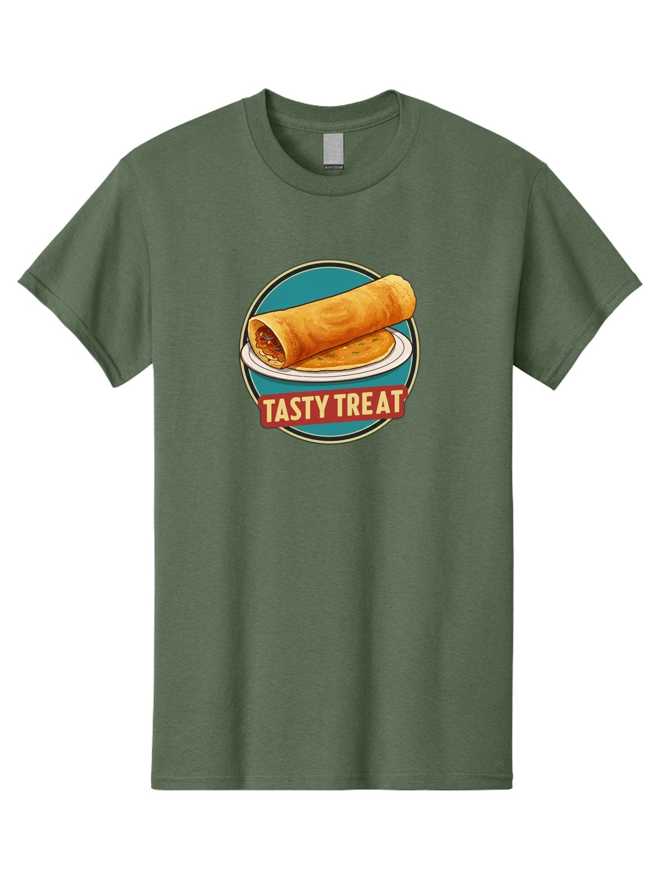 Tasty-Treat-11 Men'S Graphic Tee, 100% Cotton, Comfortable Casual Summer Wear, Machine Washable, Rolled Dosa, Savory Crepe, Indian Cuisine, South Asian Food, Tasty Treat, Dosa On A Plate, Delicious Meal, Spicy Filling Bab510 11