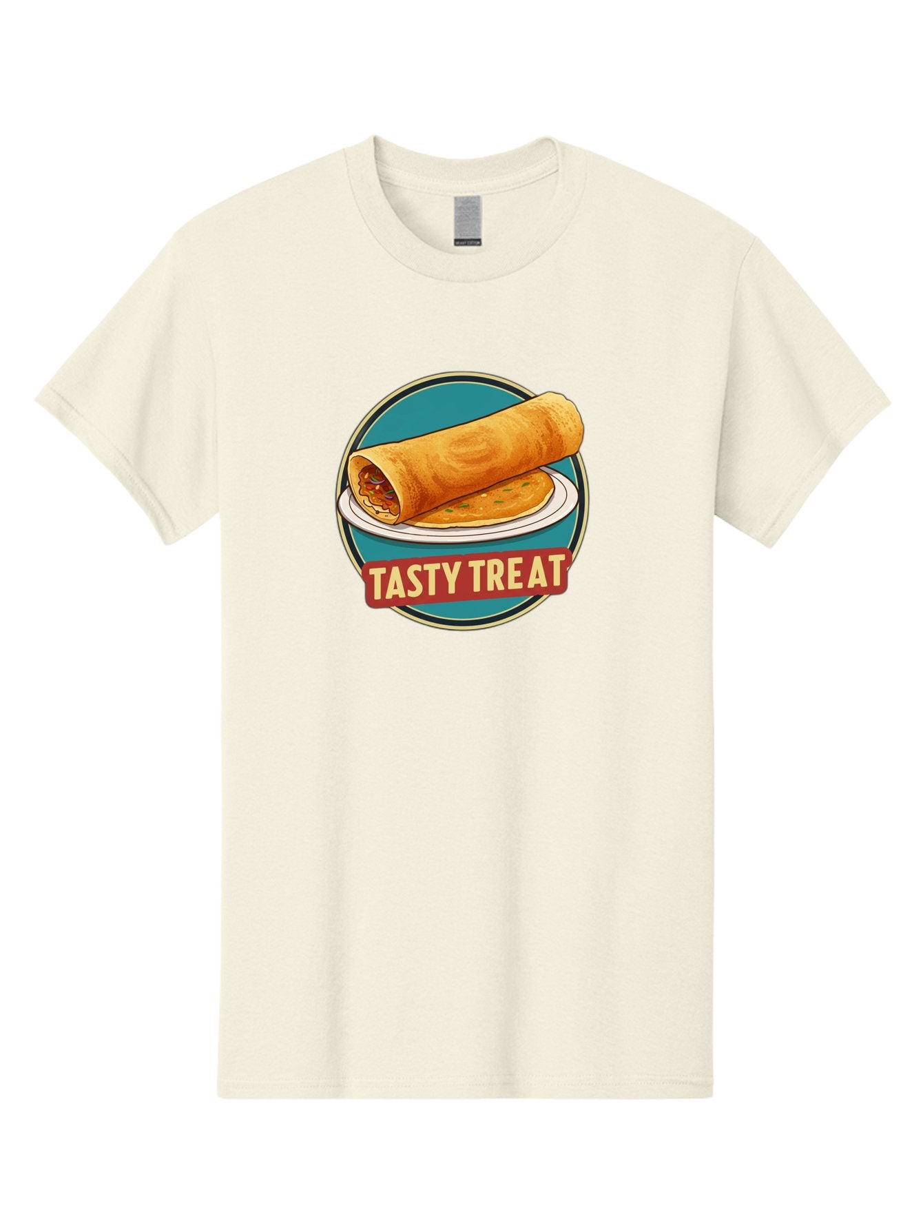 Tasty-Treat-11 Men'S Graphic Tee, 100% Cotton, Comfortable Casual Summer Wear, Machine Washable, Rolled Dosa, Savory Crepe, Indian Cuisine, South Asian Food, Tasty Treat, Dosa On A Plate, Delicious Meal, Spicy Filling Bab510