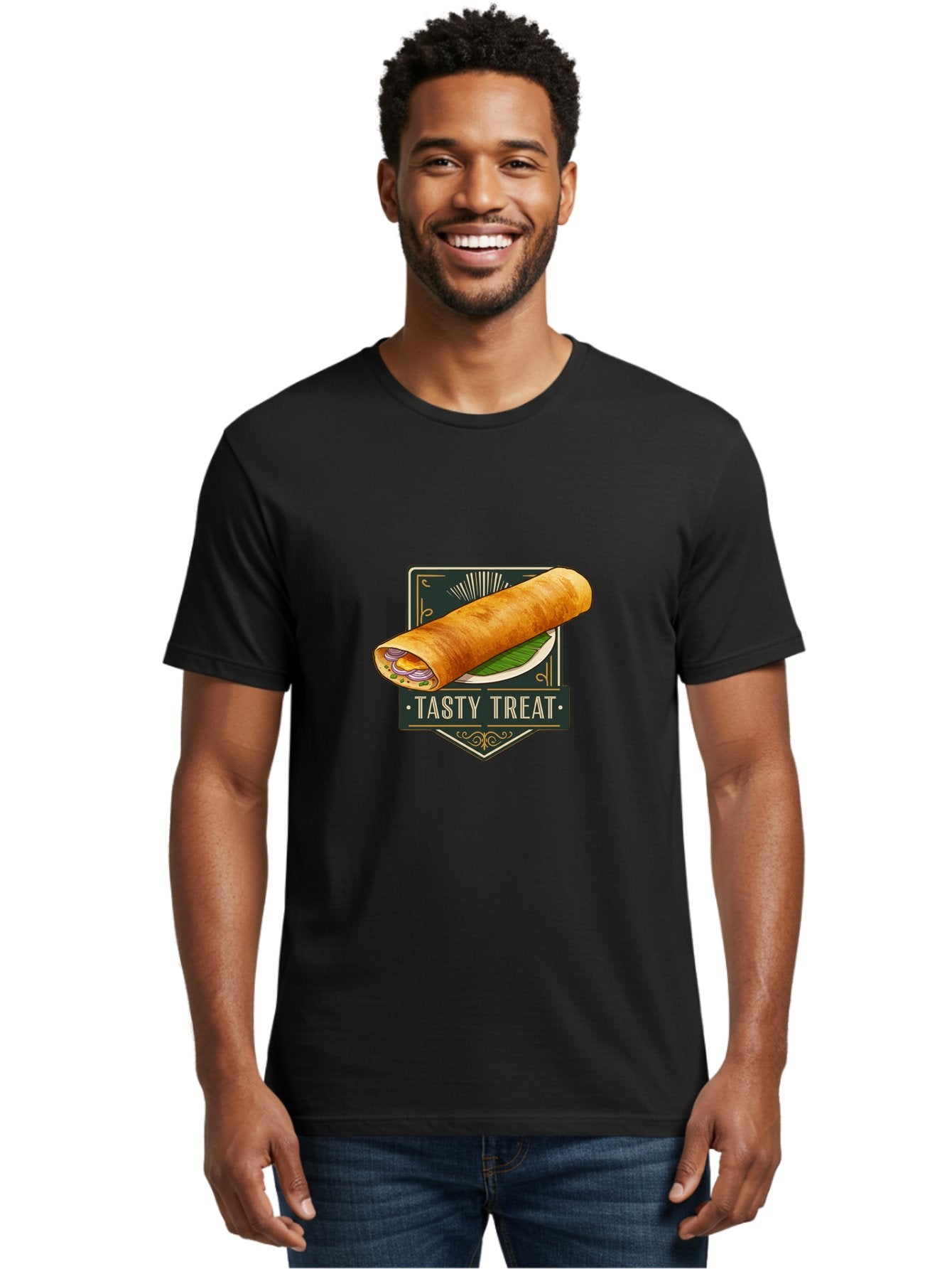 Tasty-Treat-2 Men'S Graphic Tee, 100% Cotton, Comfortable Casual Summer Wear, Machine Washable, Rolled Crepe With Filling, Tasty Treat, Crepe, Crepe Dish, Savory Crepe, Egg, Onion, Culinary Delights, Gourmet Food, Foodie, Crepe Cuisine Bab511 29
