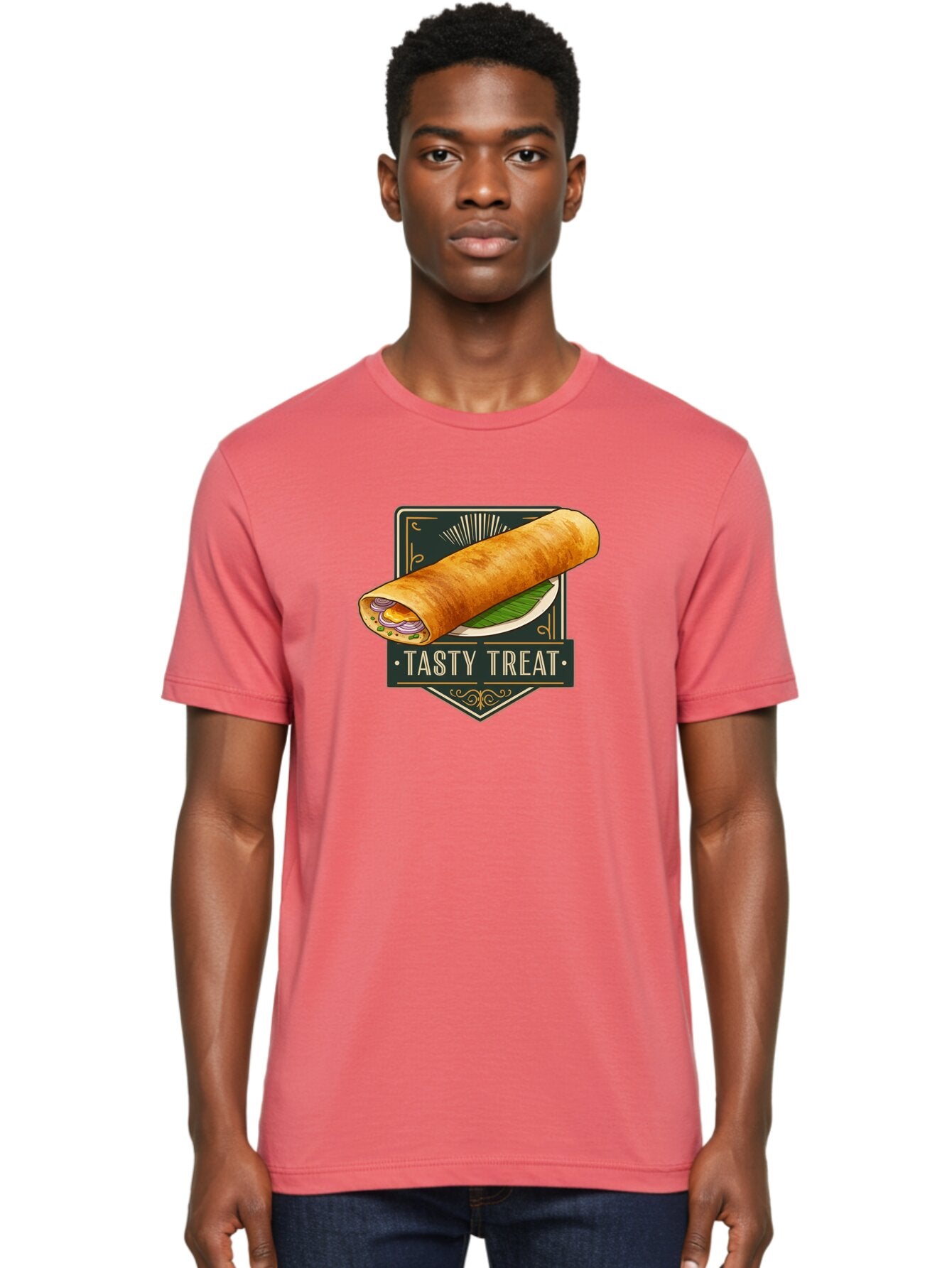 Tasty-Treat-2 Men'S Graphic Tee, 100% Cotton, Comfortable Casual Summer Wear, Machine Washable, Rolled Crepe With Filling, Tasty Treat, Crepe, Crepe Dish, Savory Crepe, Egg, Onion, Culinary Delights, Gourmet Food, Foodie, Crepe Cuisine Bab511 23