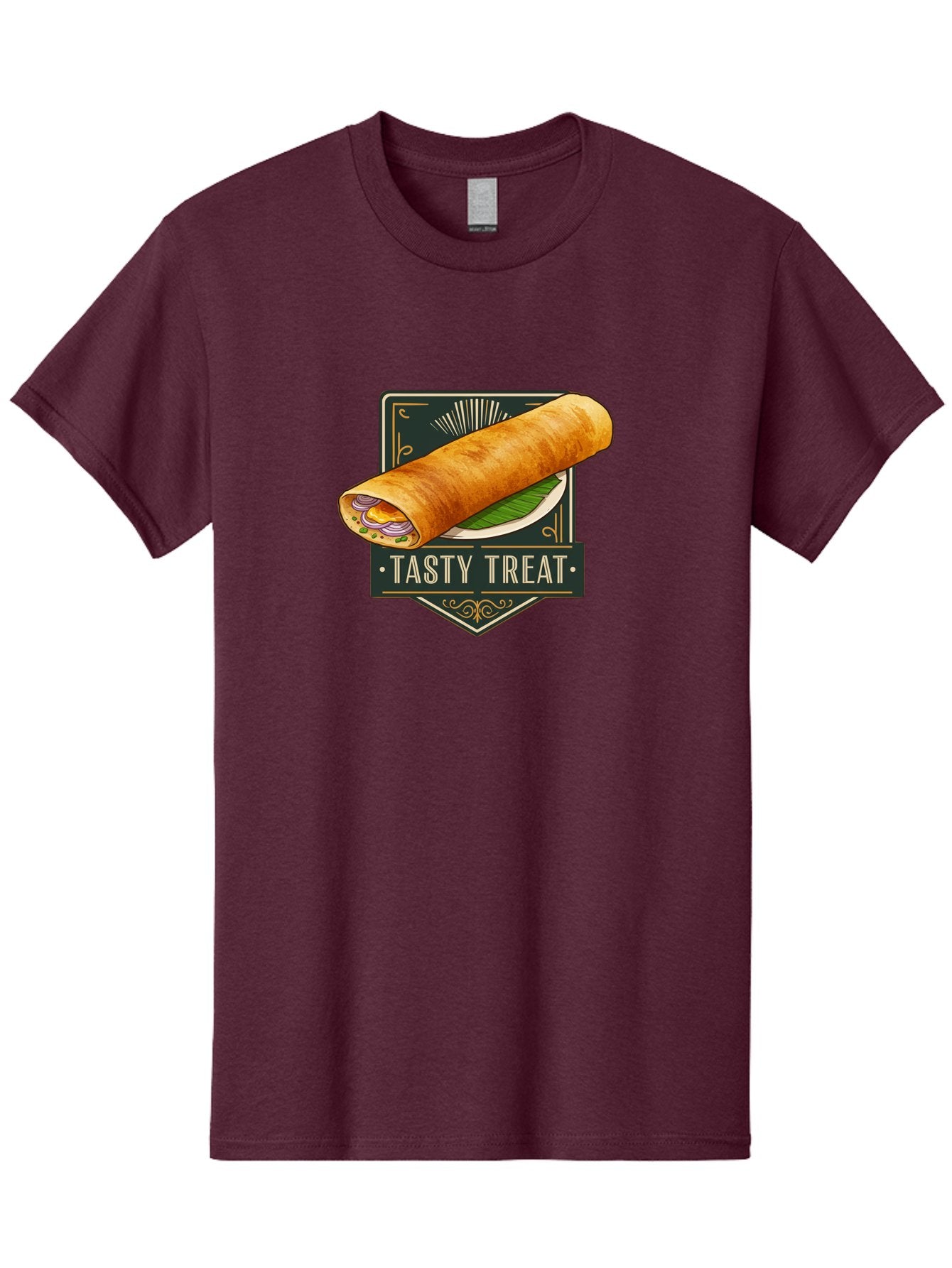 Tasty-Treat-2 Men'S Graphic Tee, 100% Cotton, Comfortable Casual Summer Wear, Machine Washable, Rolled Crepe With Filling, Tasty Treat, Crepe, Crepe Dish, Savory Crepe, Egg, Onion, Culinary Delights, Gourmet Food, Foodie, Crepe Cuisine Bab511