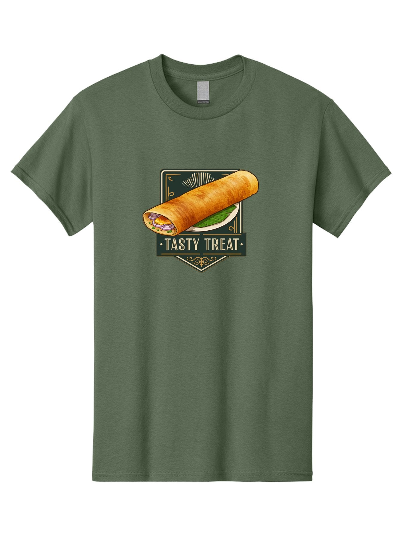 Tasty-Treat-2 Men'S Graphic Tee, 100% Cotton, Comfortable Casual Summer Wear, Machine Washable, Rolled Crepe With Filling, Tasty Treat, Crepe, Crepe Dish, Savory Crepe, Egg, Onion, Culinary Delights, Gourmet Food, Foodie, Crepe Cuisine Bab511
